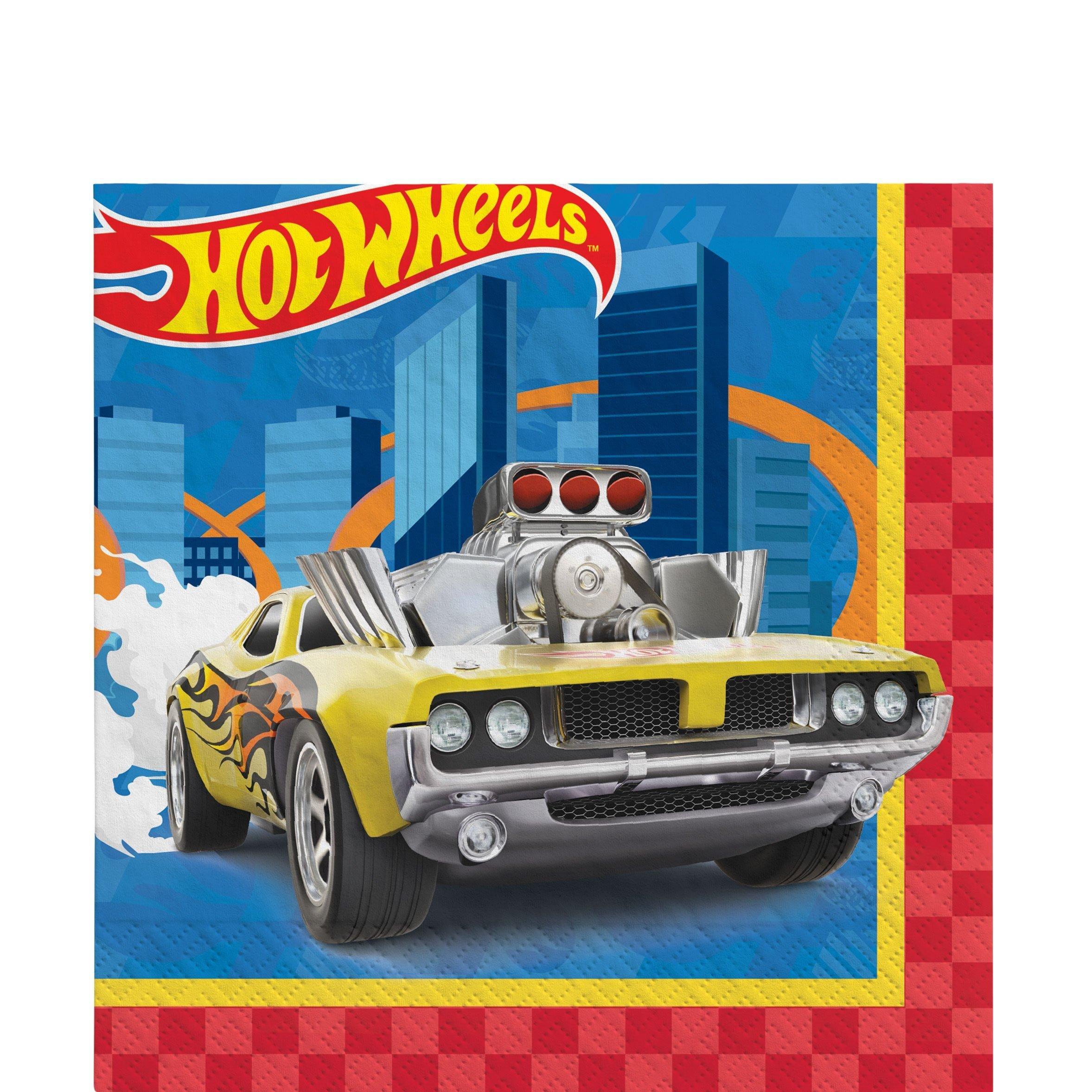 Hot Wheels Birthday Party Supplies Pack for 8 Guests - Kit Includes Plates, Napkins & Table Cover