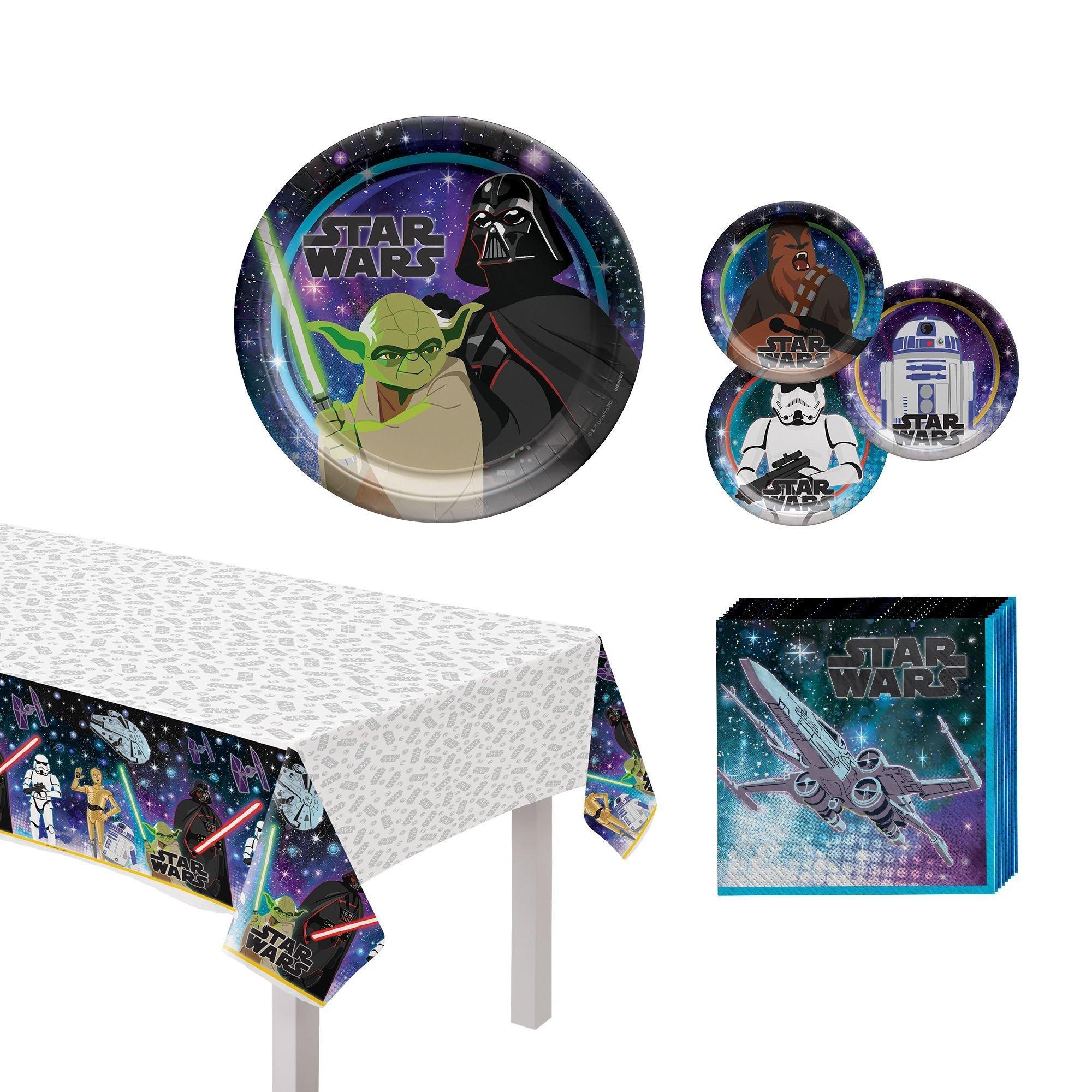 Star Wars Galaxy of Adventures Birthday Party Supplies Pack for 8 Guests - Kit Includes Plates, Napkins & Table Cover