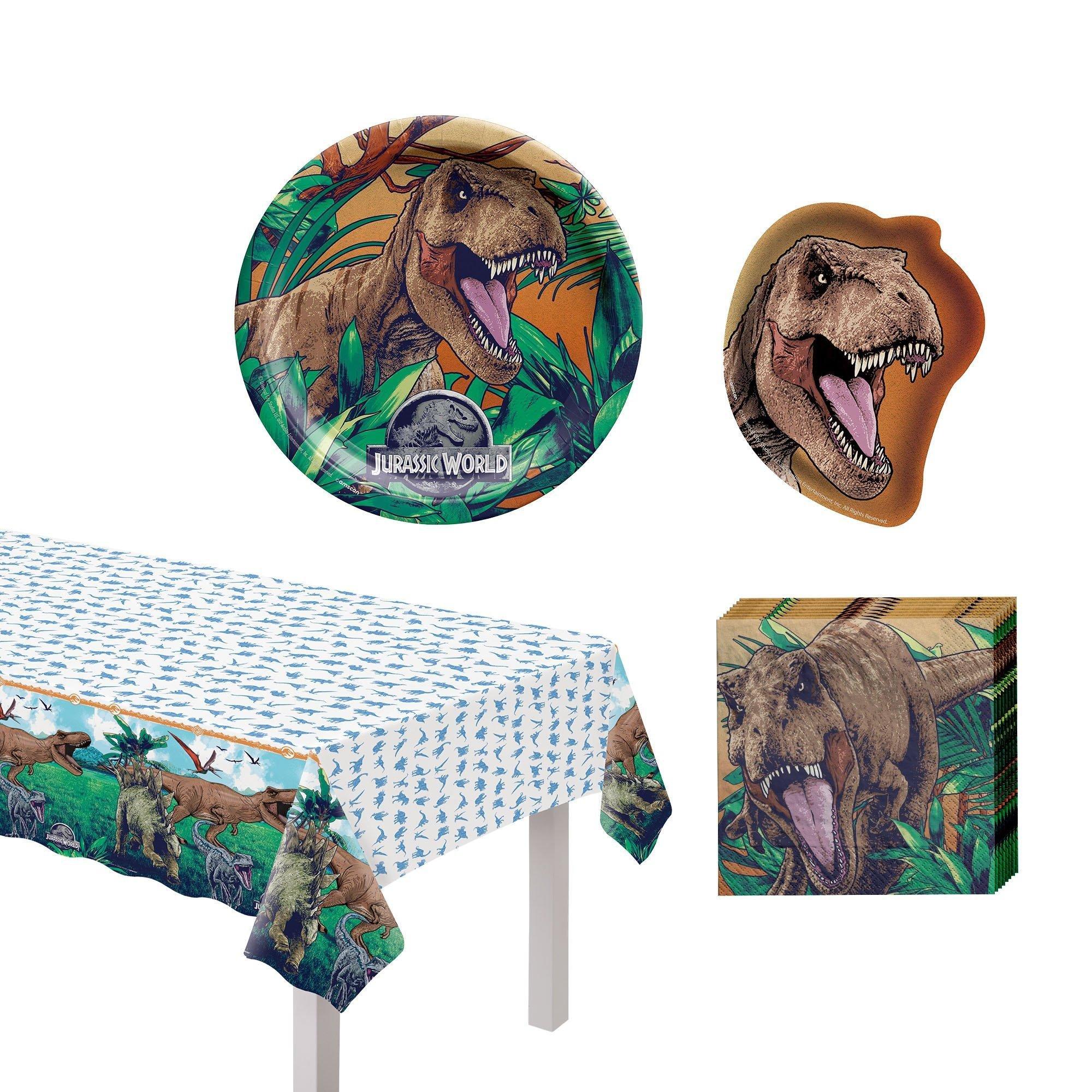 Jurassic World Birthday Party Supplies Pack for 8 Guests - Kit Includes Plates, Napkins & Table Cover