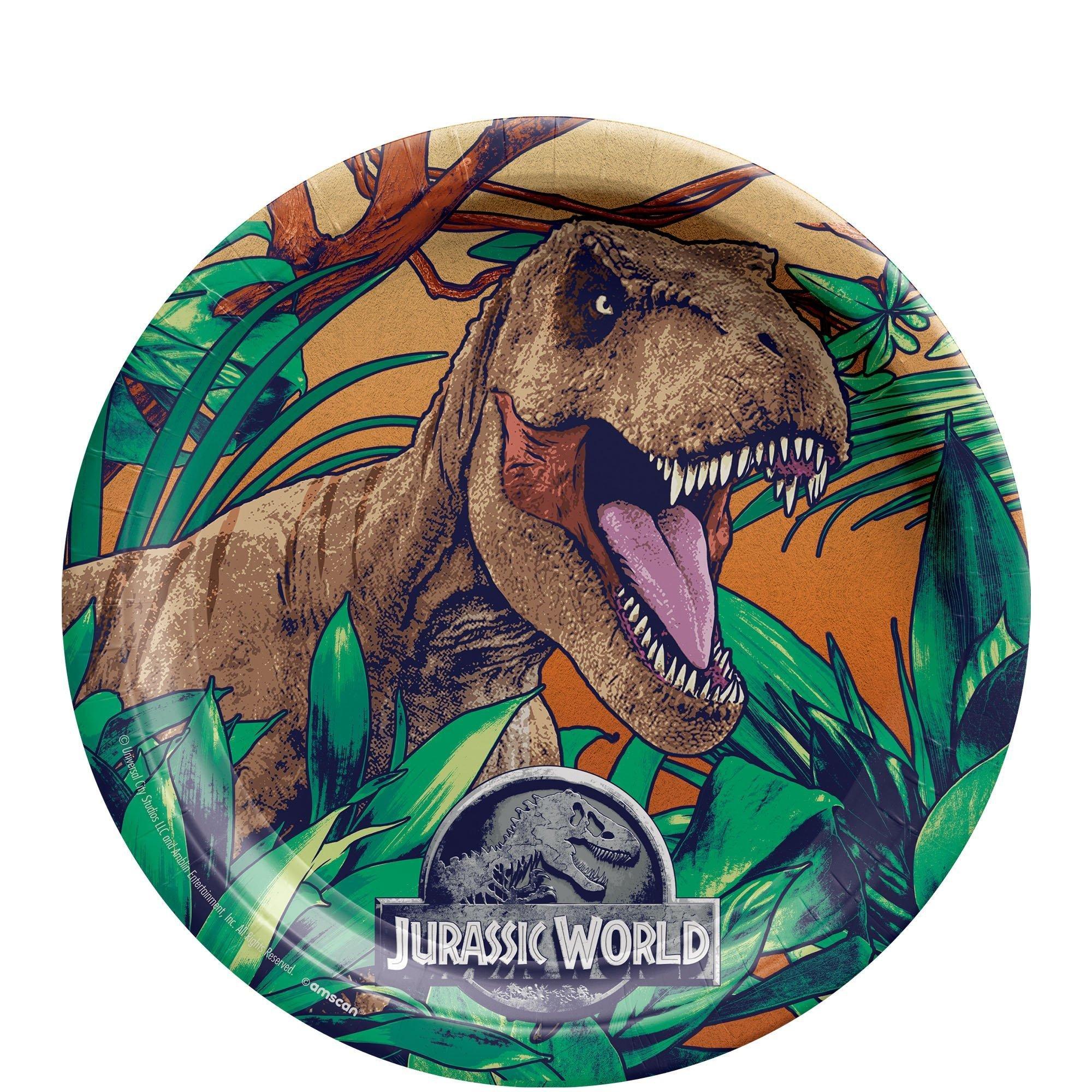 Jurassic World Birthday Party Supplies Pack for 8 Guests - Kit Includes Plates, Napkins & Table Cover