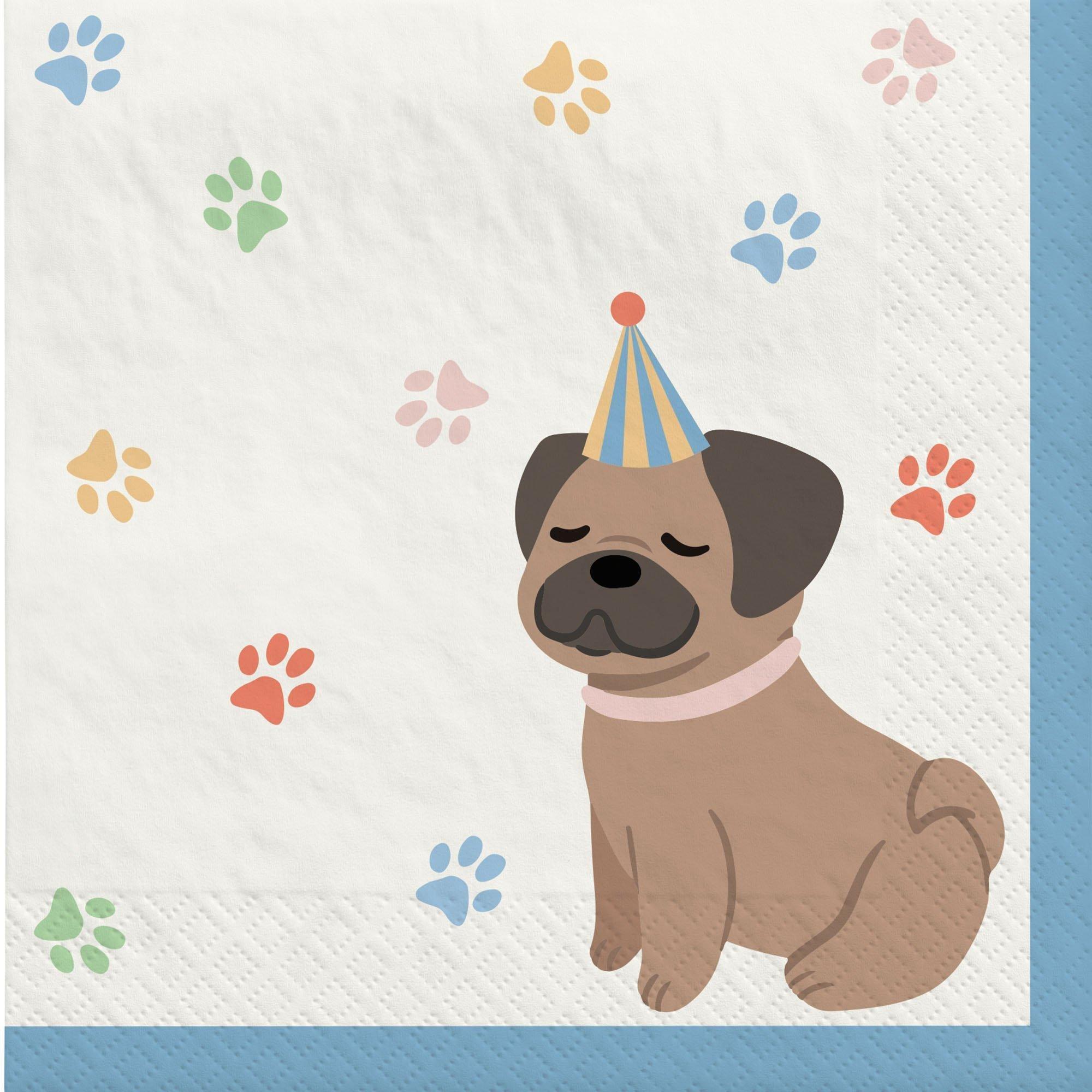 Pawsome Birthday Party Supplies Pack for 8 Guests - Kit Includes Plates, Napkins & Table Cover