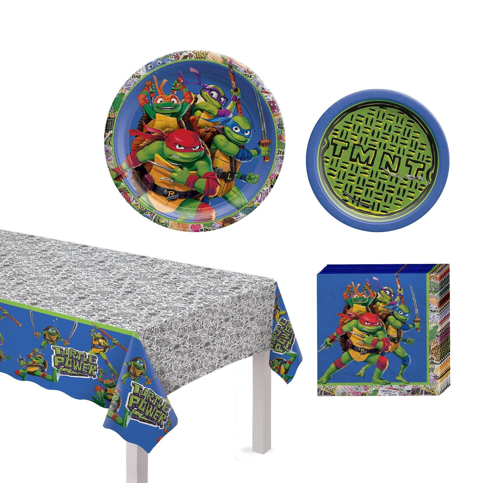 TMNT Birthday Party Supplies Pack for 8 Guests - Kit Includes Plates, Napkins & Table Cover