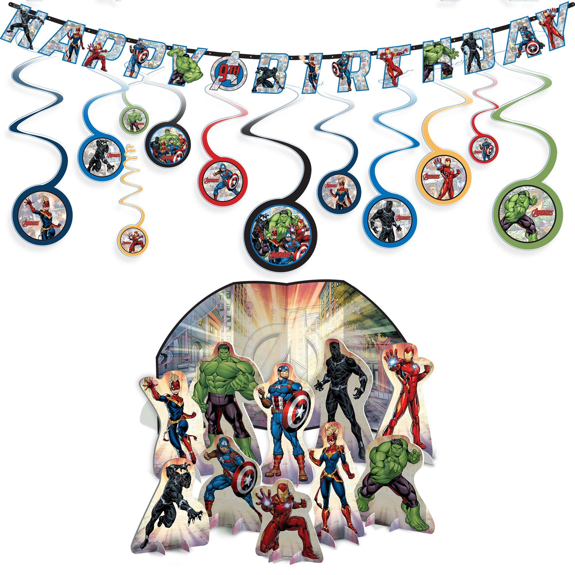 Marvel Powers Unite Party Decorating Supplies Pack - Kit includes Banner, Swirls & Table Decorations