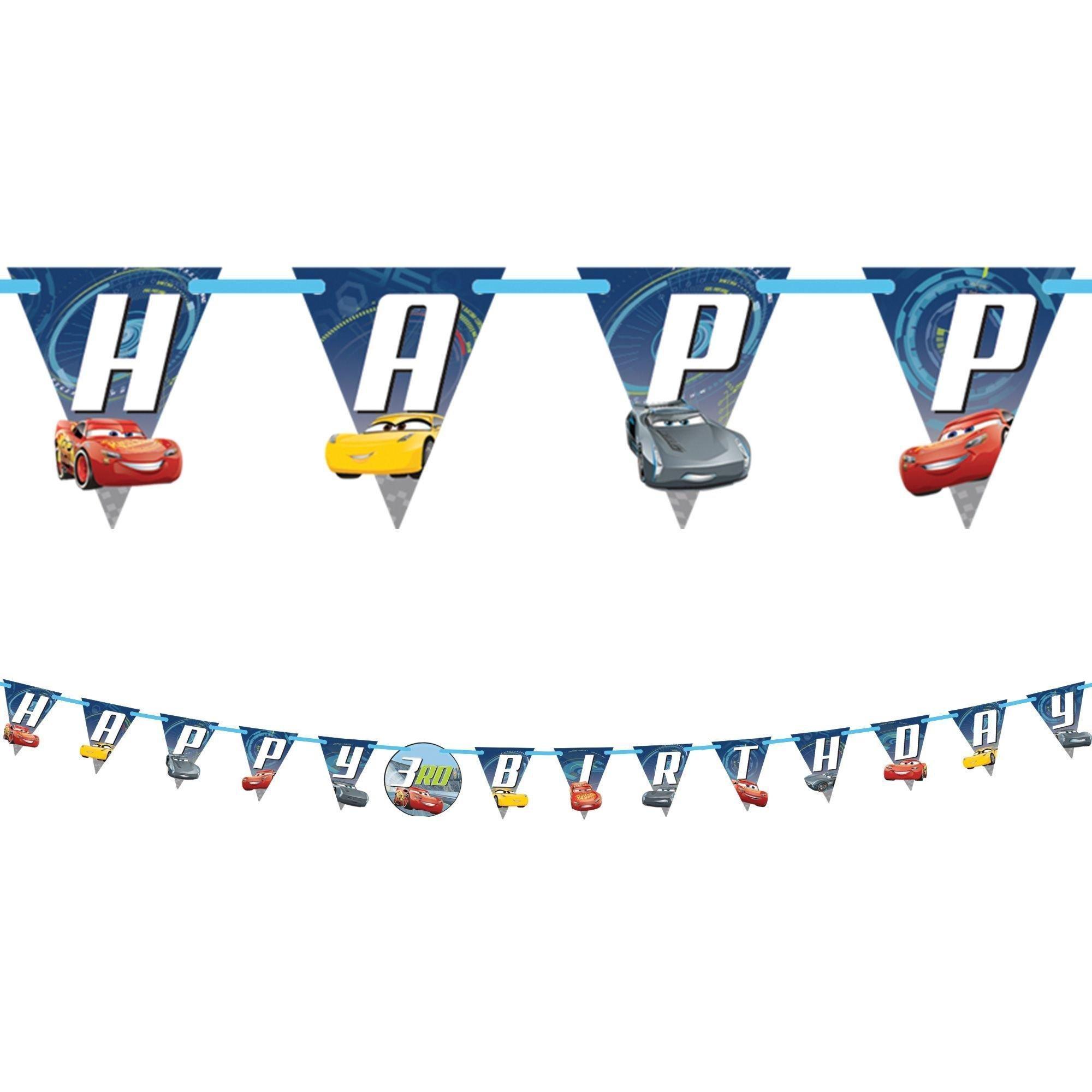 Cars 3 Party Decorating Supplies Pack - Kit includes Banner, Swirls & Table Decorations