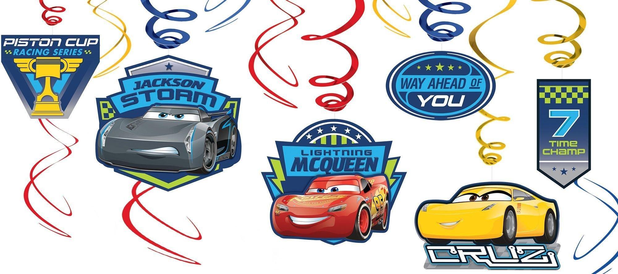 Cars 3 Party Decorating Supplies Pack - Kit includes Banner, Swirls & Table Decorations