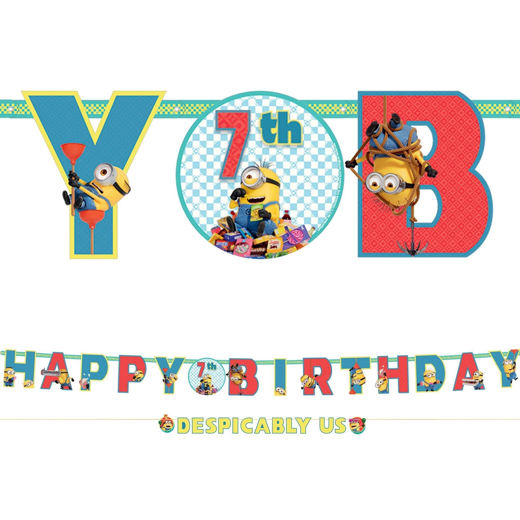 Despicable Me 4 Minions Birthday Party Decorating Supplies Pack - Kit Includes Banner, Scene Setter & Table Decorations