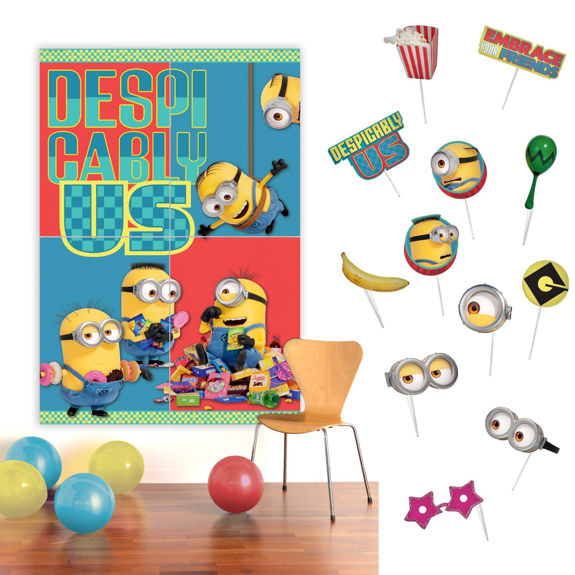 Despicable Me 4 Minions Birthday Party Decorating Supplies Pack - Kit Includes Banner, Scene Setter & Table Decorations