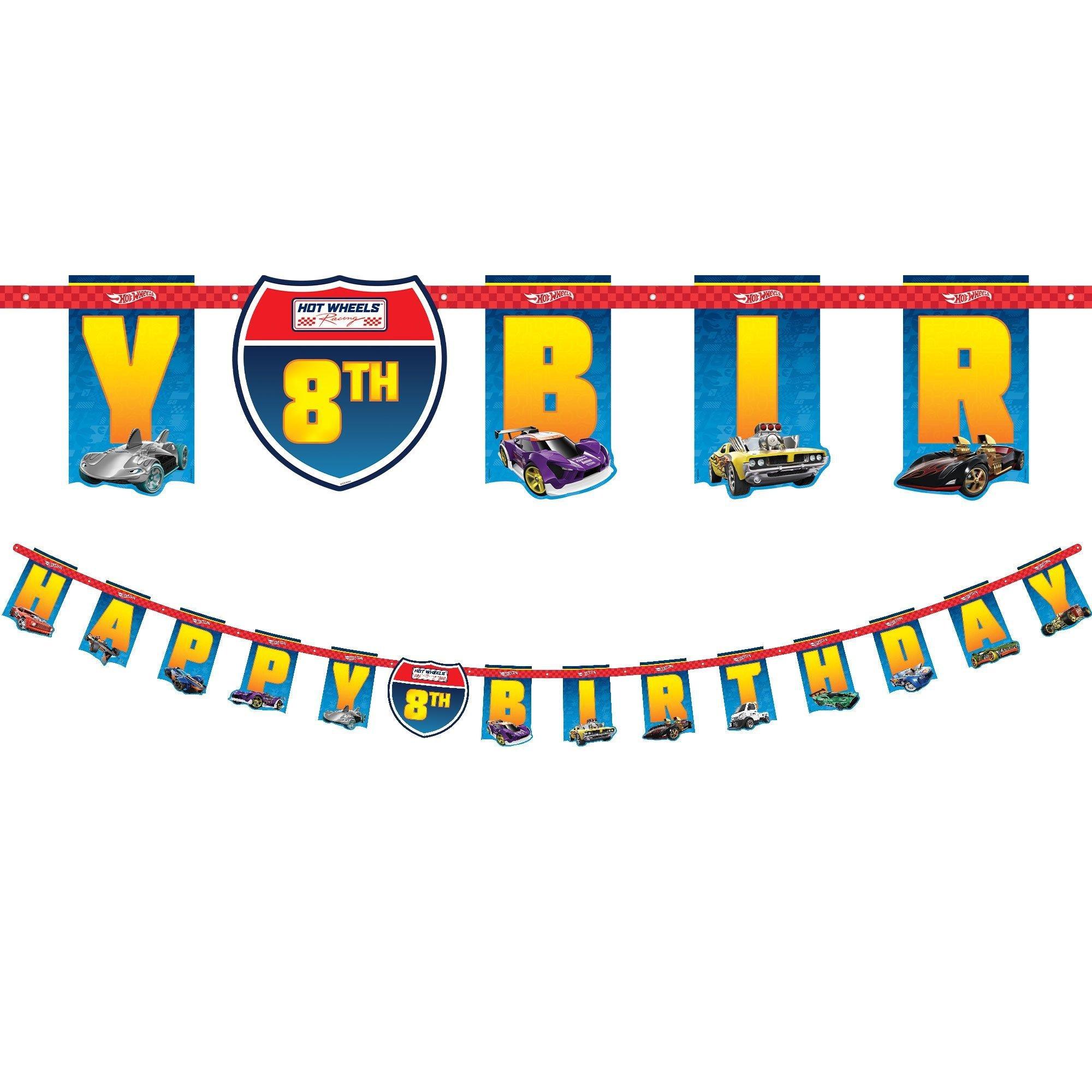 Hot Wheels Party Decorating Supplies Pack - Kit includes Banner, Swirls & Table Decorations