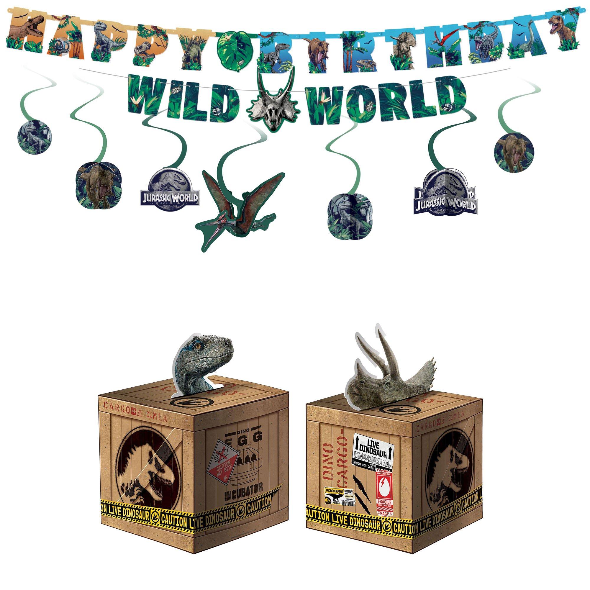 Jurassic World Party Decorating Supplies Pack - Kit includes Banner, Swirls & Table Centerpieces