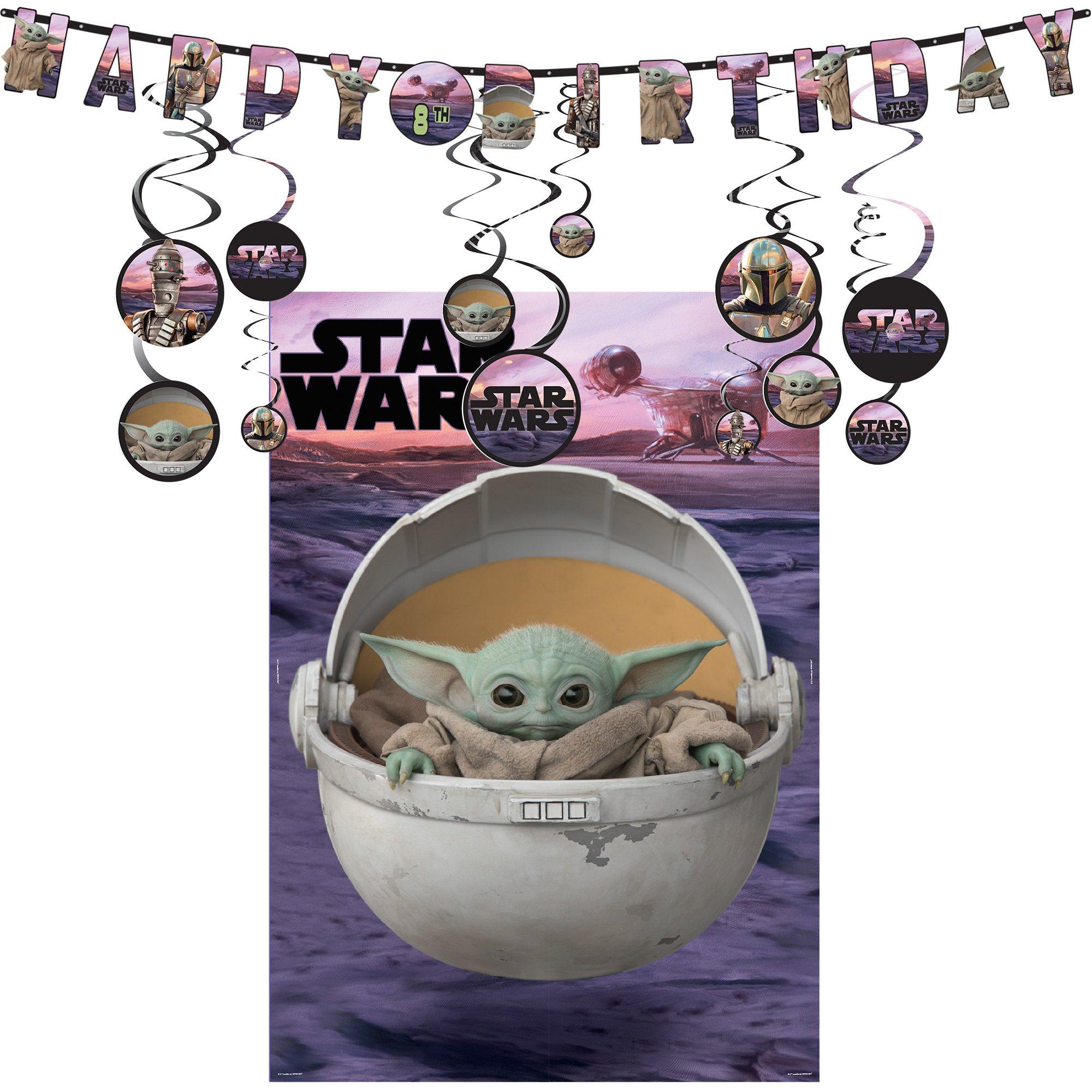 The Mandalorian Birthday Party Decorating Supplies Pack - Kit Includes Banner, Scene Setter & Swirl Decorations