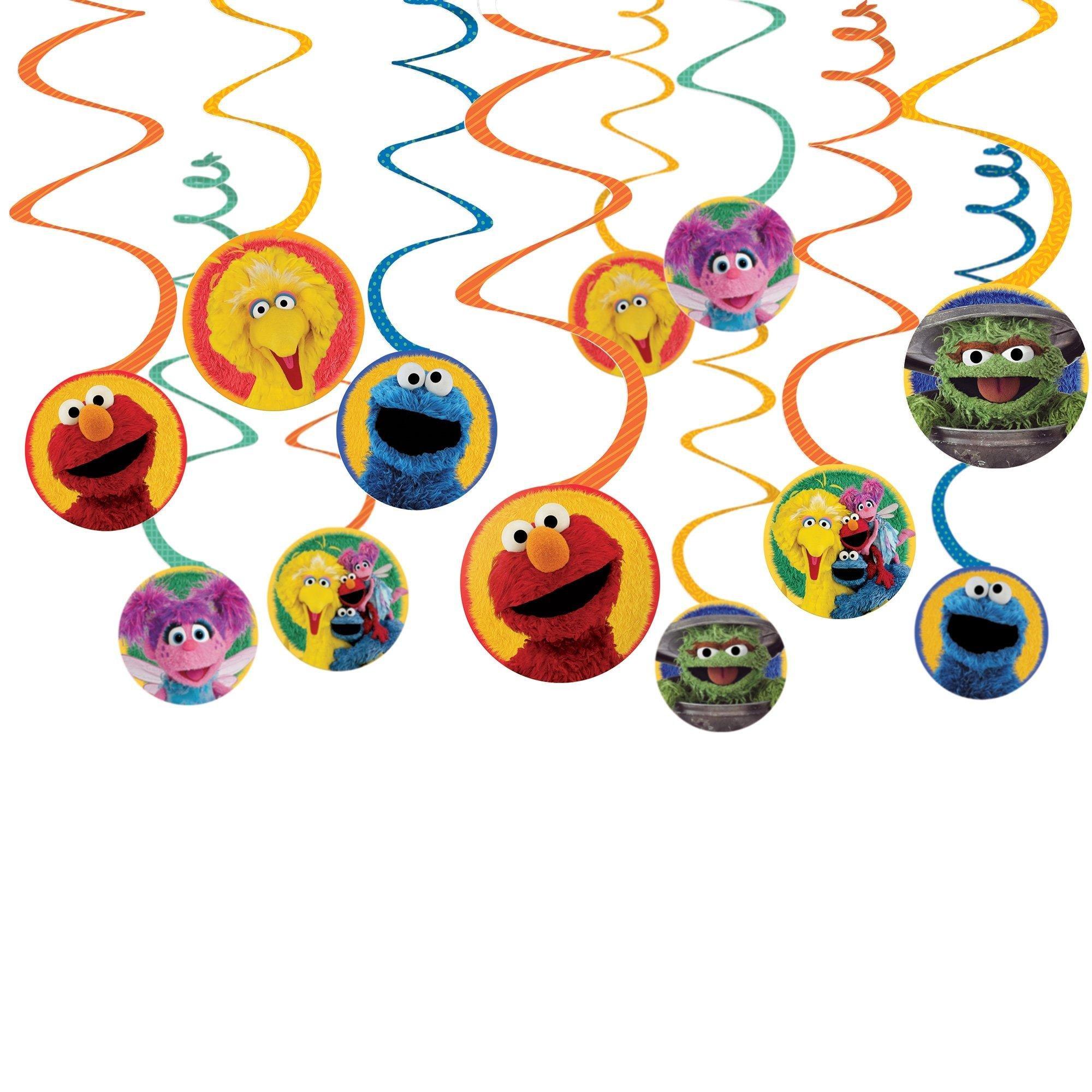 Sesame Street Party Decorating Supplies Pack - Kit includes Banner, Swirls & Table Centerpieces