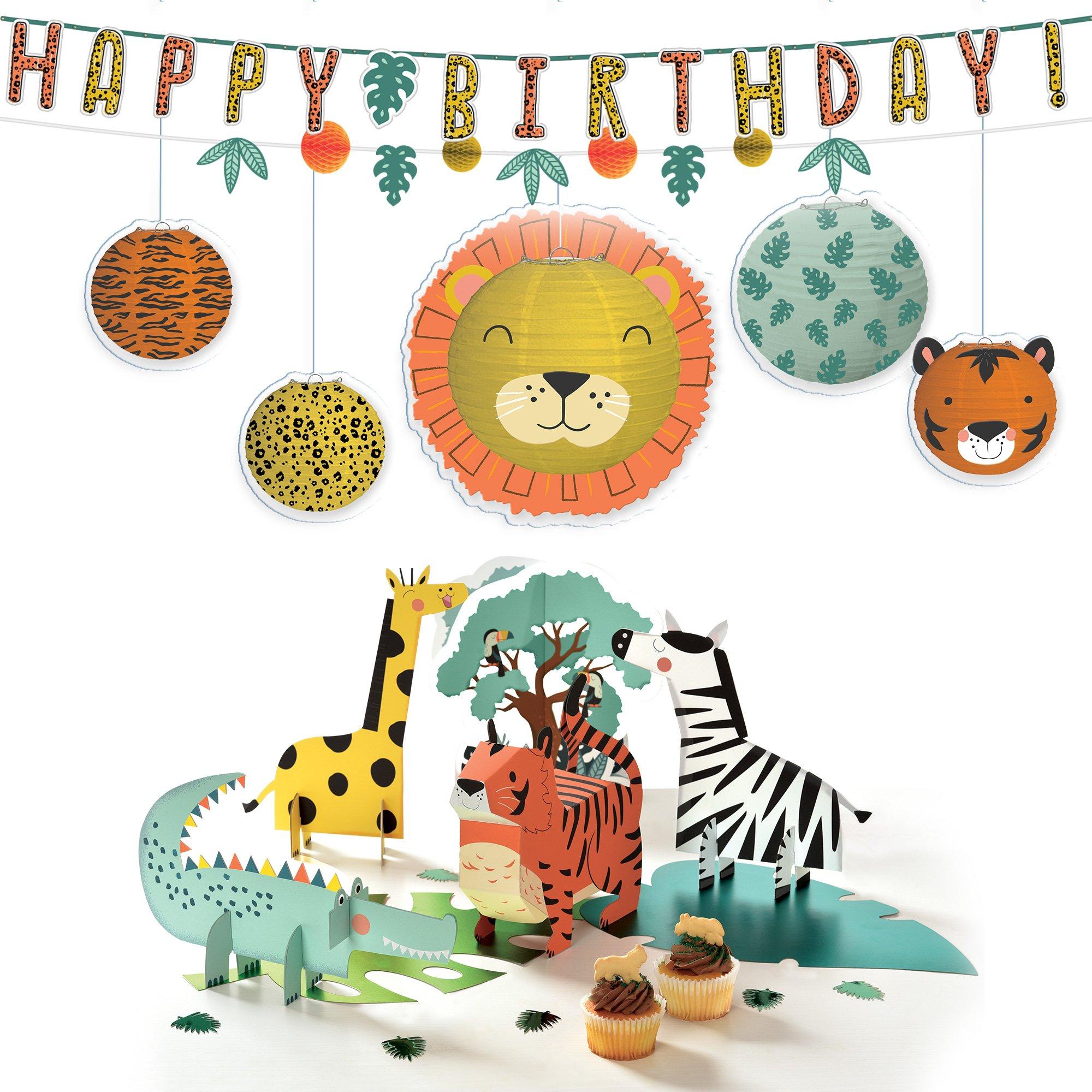 Get Wild Birthday Party Decorating Supplies Pack - Kit Includes Banner, Lanterns & Table Decorations