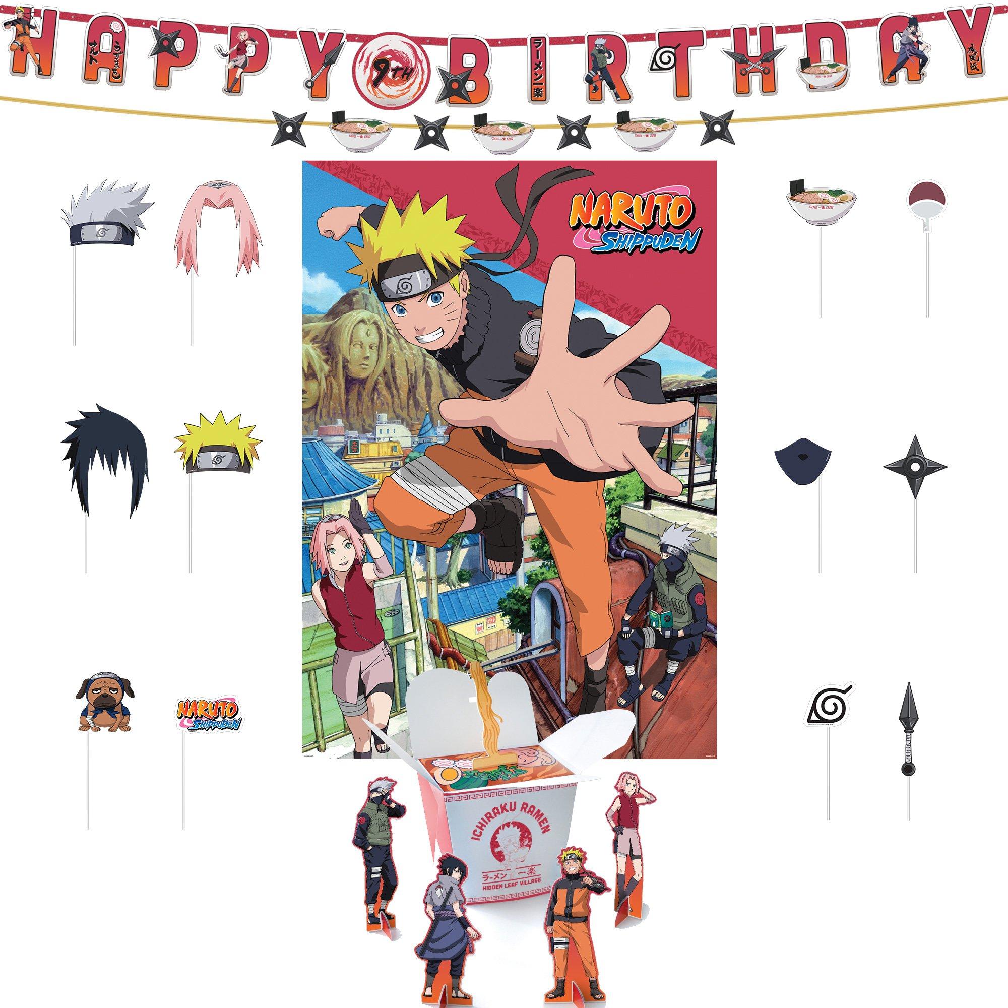 Naruto Shippuden Birthday Party Decorating Supplies Pack - Kit Includes Banner, Scene Setter & Table Decorations