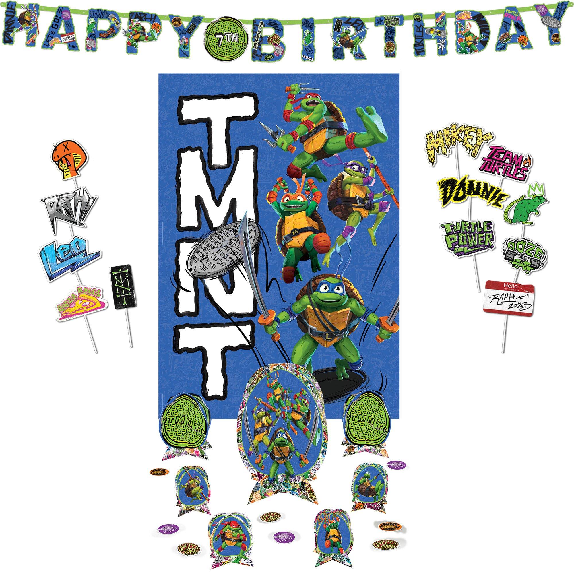 TMNT Birthday Party Decorating Supplies Pack - Kit Includes Banner, Scene Setter & Table Decorations