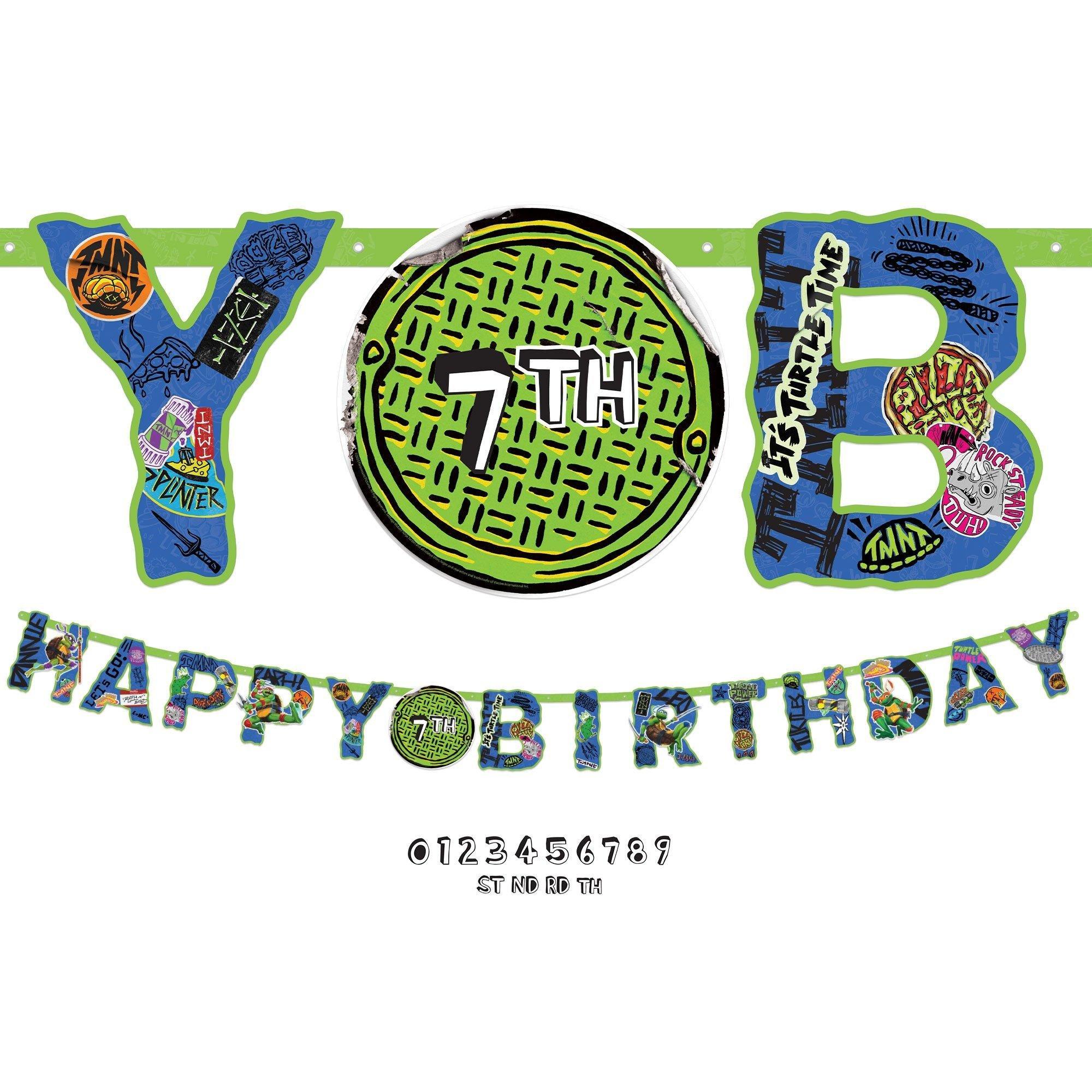 TMNT Birthday Party Decorating Supplies Pack - Kit Includes Banner, Scene Setter & Table Decorations