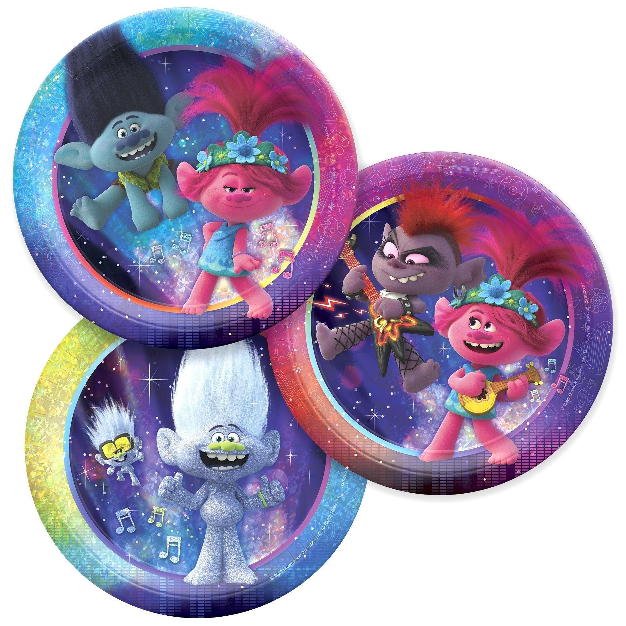 Trolls World Tour Core Birthday Party Supplies Pack for 8 Guests - Kit Includes Plates, Napkins & Table Cover