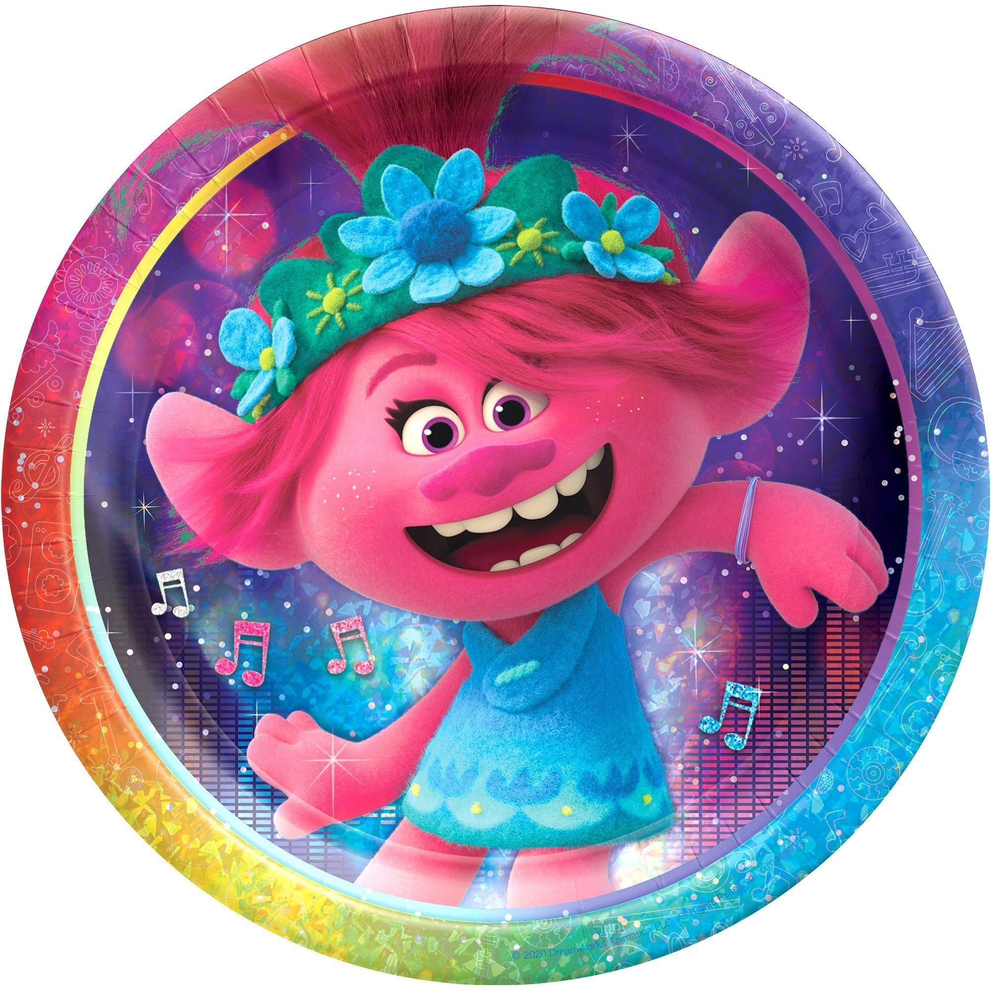 Trolls World Tour Core Birthday Party Supplies Pack for 8 Guests - Kit Includes Plates, Napkins & Table Cover