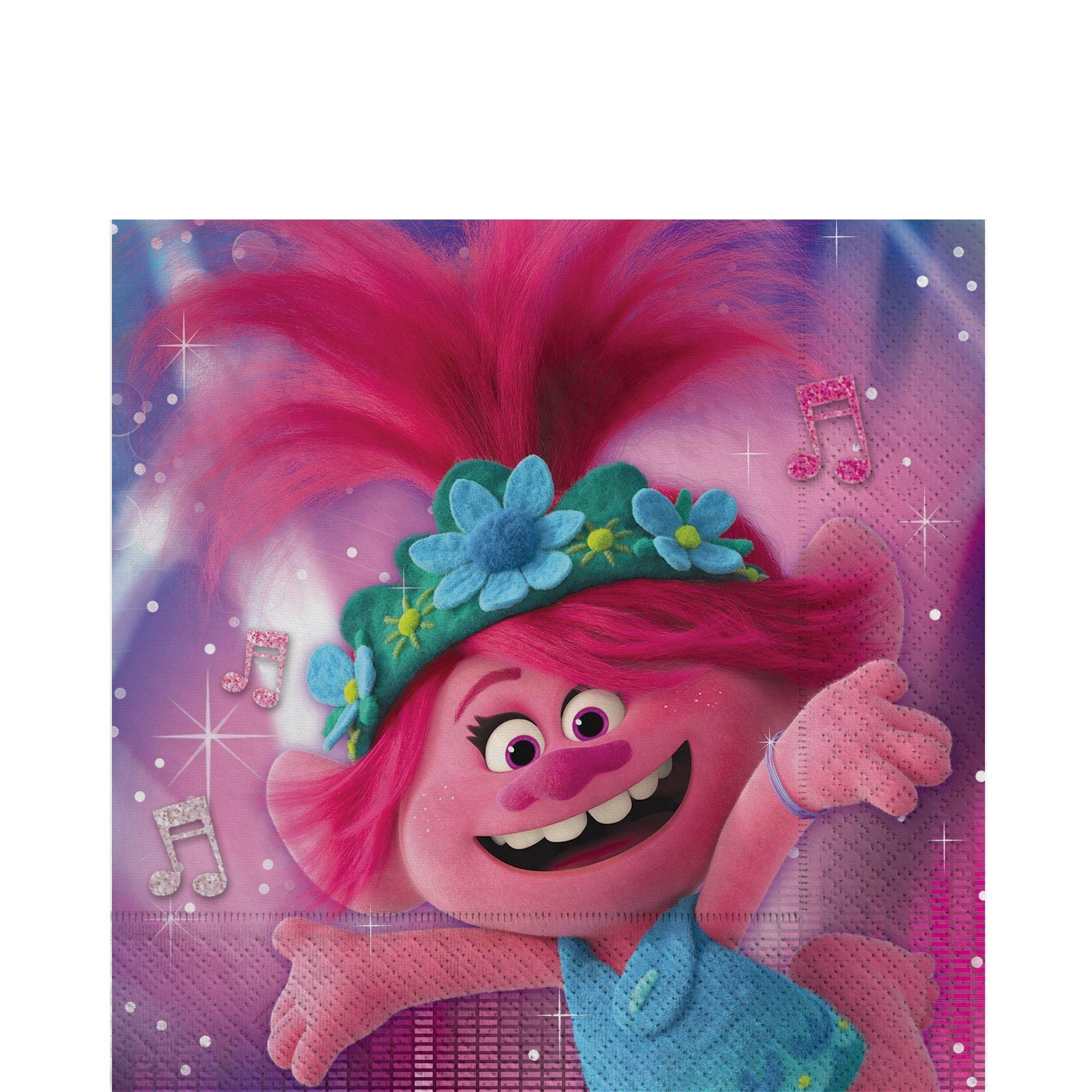 Trolls World Tour Core Birthday Party Supplies Pack for 8 Guests - Kit Includes Plates, Napkins & Table Cover