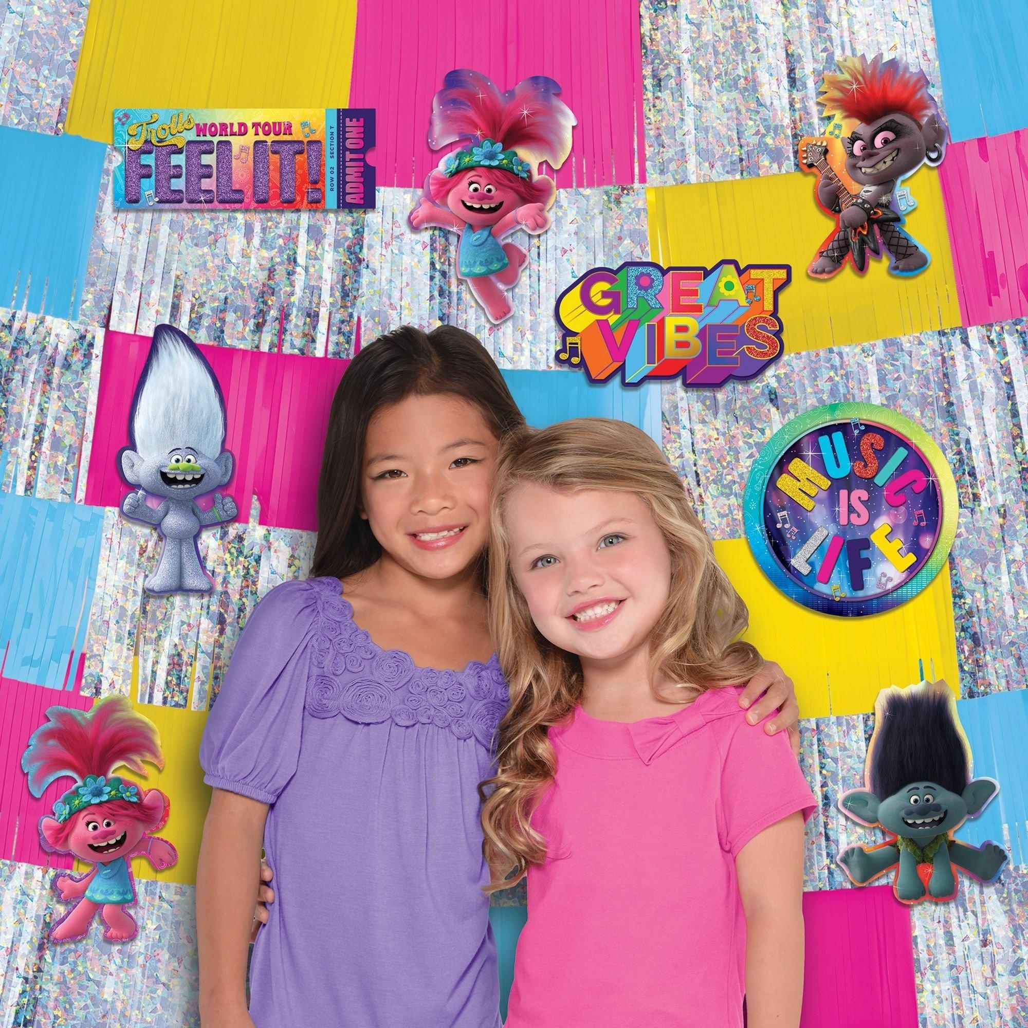 Trolls World Tour Birthday Party Decorating Supplies Pack - Kit Includes Banner, Backdrop & Table Decorations