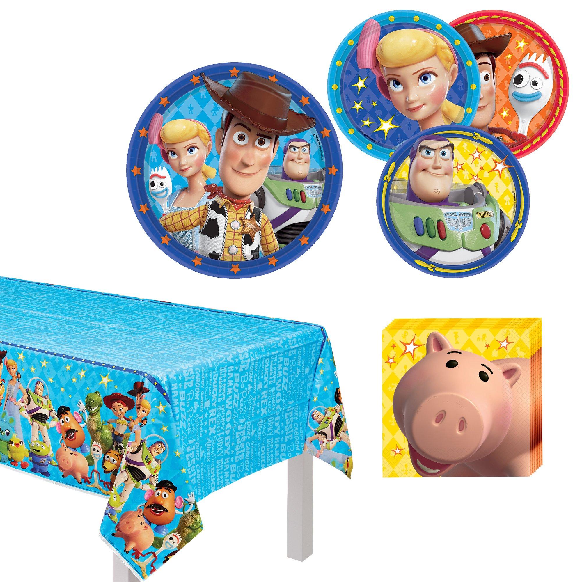 Toy Story 4 Core Birthday Party Supplies Pack for 8 Guests - Kit Includes Plates, Napkins & Table Cover