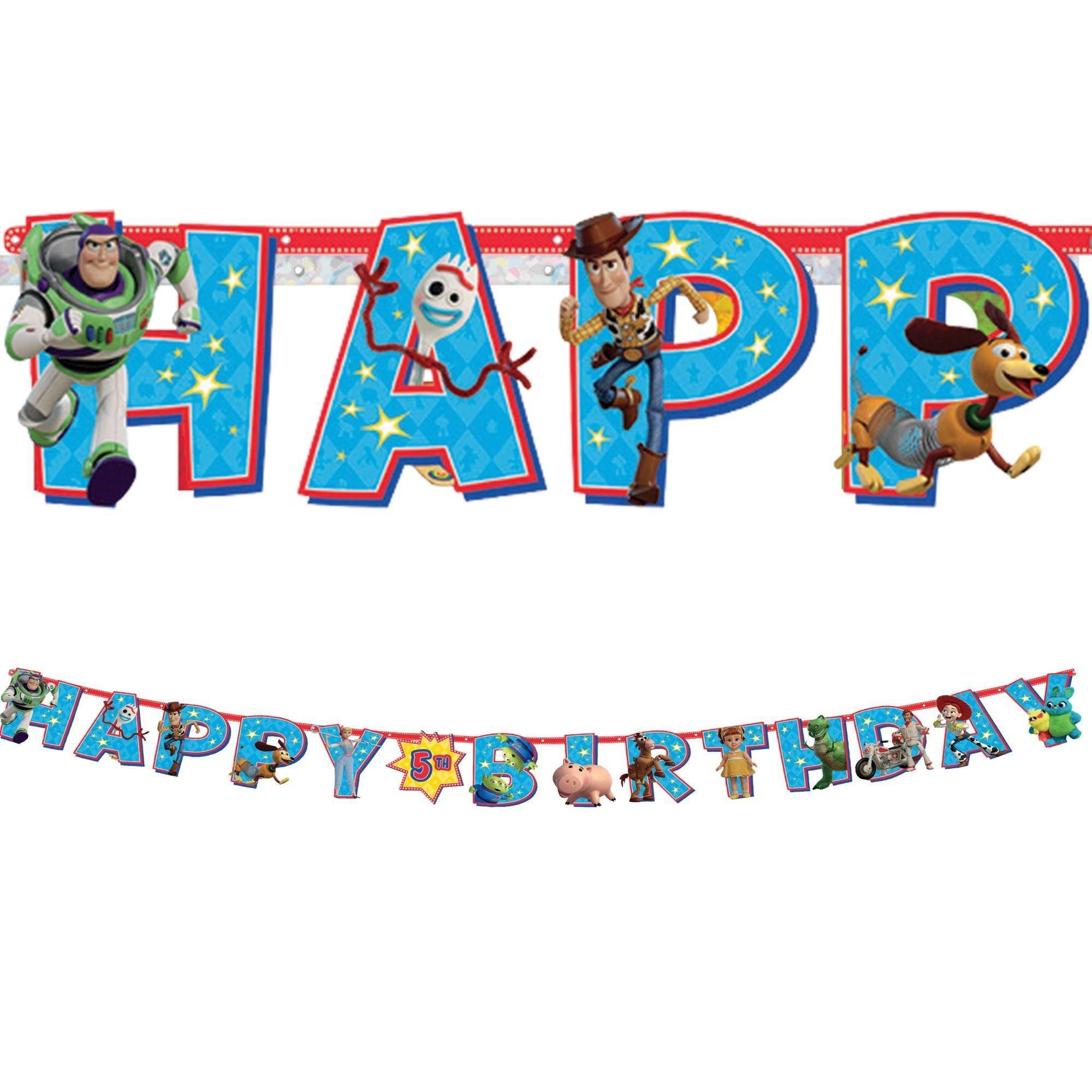 Toy Story 4 Birthday Party Decorating Supplies Pack - Kit Includes Banner, Swirls & Table Decorations