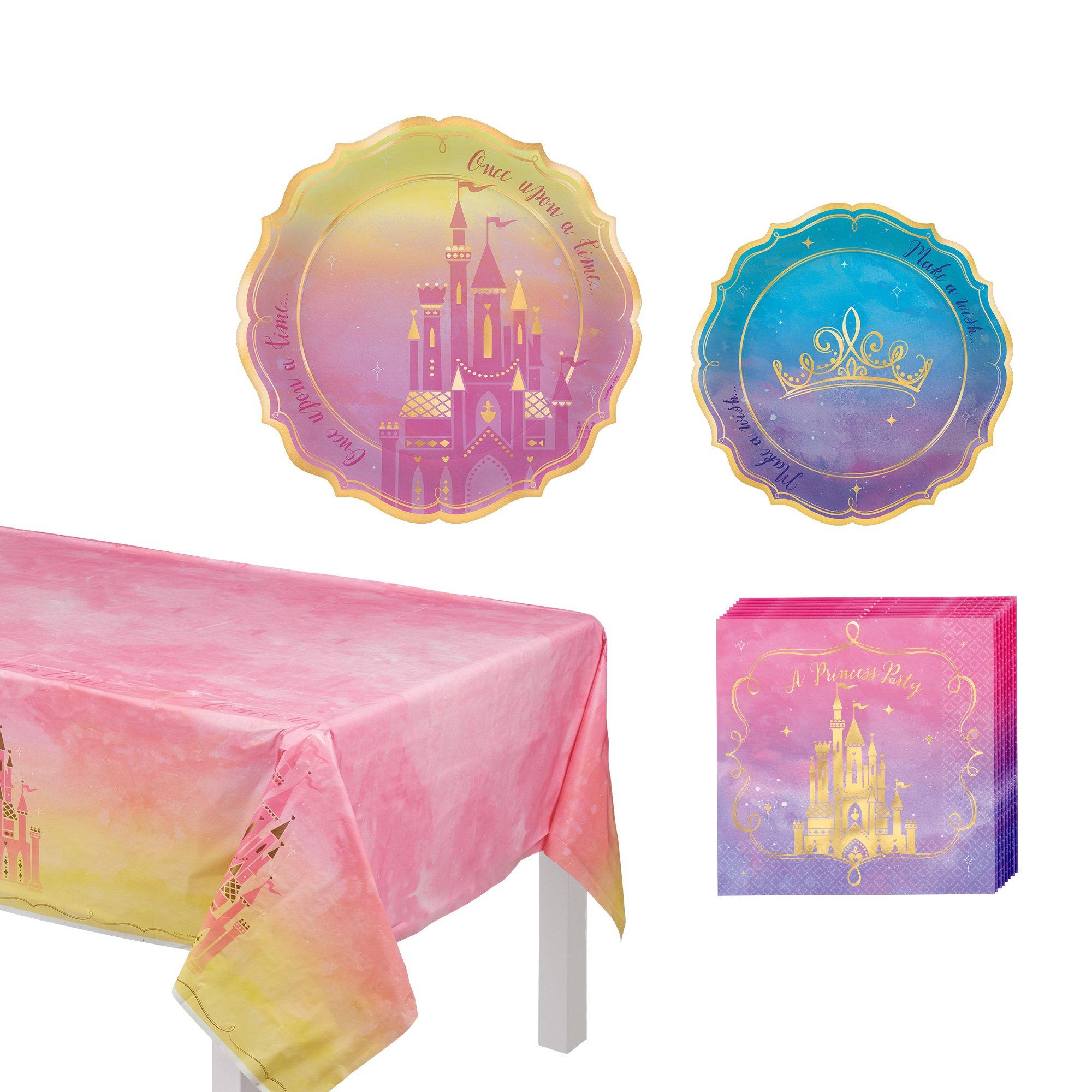 Disney Princess Core Birthday Party Supplies Pack for 8 Guests - Kit Includes Plates, Napkins & Table Cover