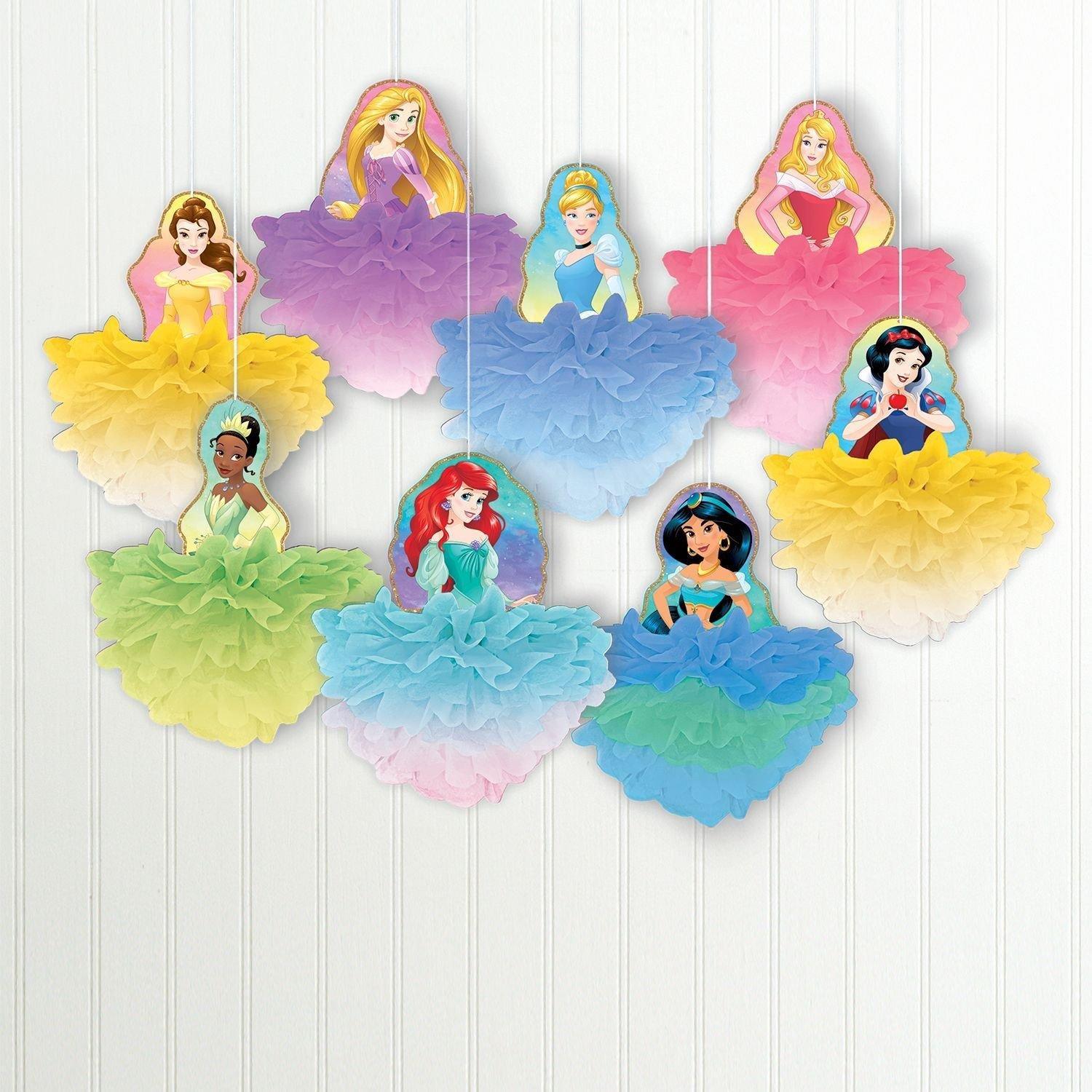 Disney Princess Birthday Party Decorating Supplies Pack - Kit Includes Banner, Pom Poms & Table Decorations