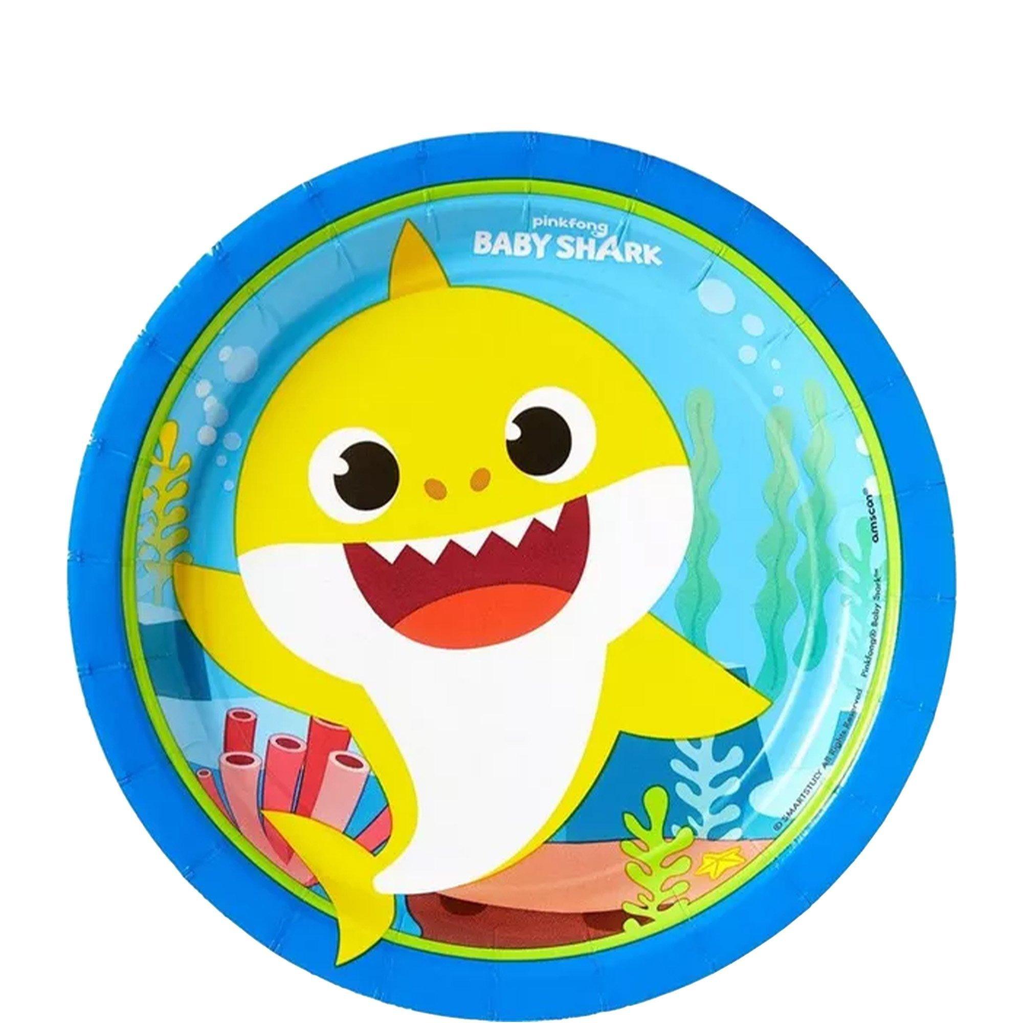 Baby Shark Core Birthday Party Supplies Pack for 8 Guests - Kit Includes Plates, Napkins & Table Cover