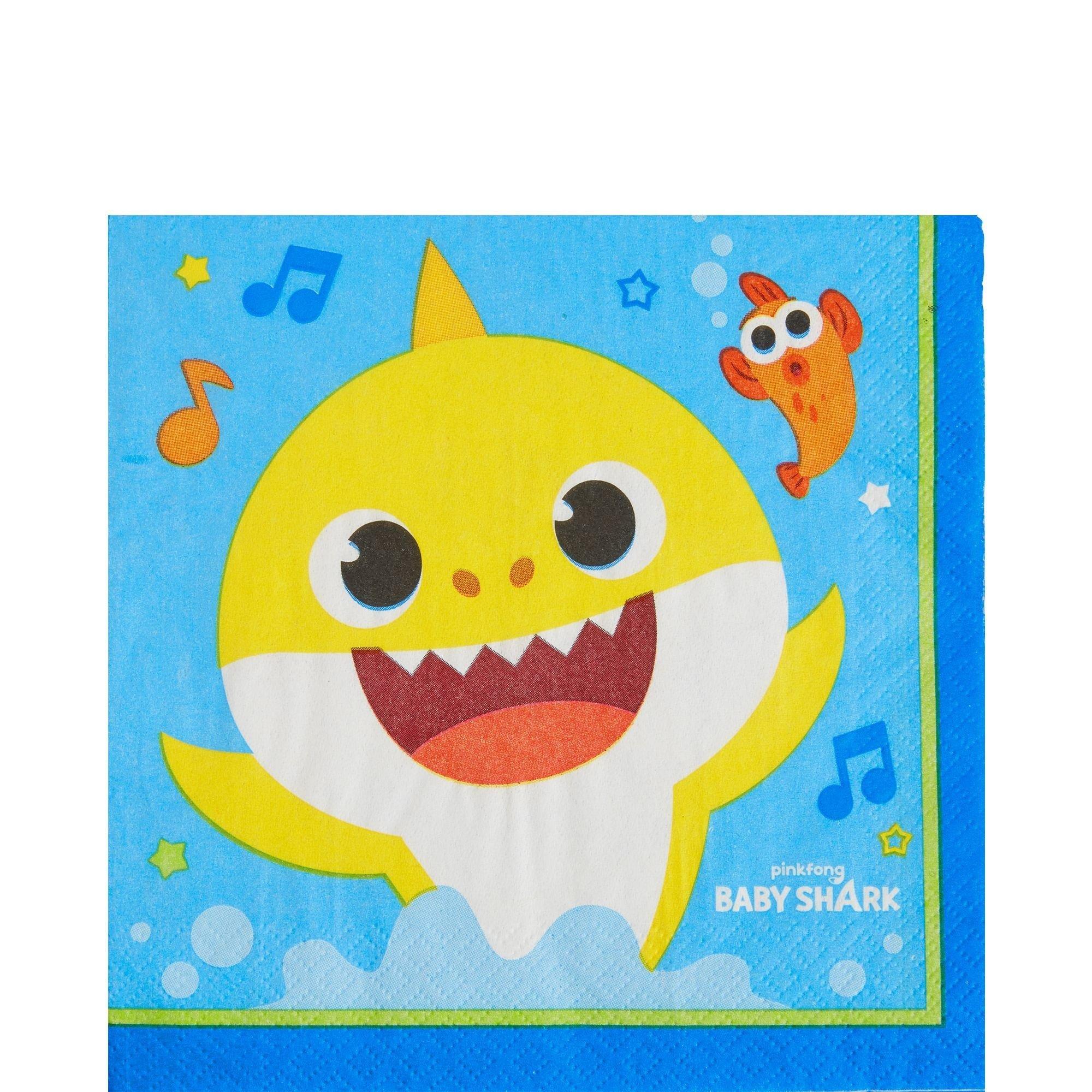 Baby Shark Core Birthday Party Supplies Pack for 8 Guests - Kit Includes Plates, Napkins & Table Cover