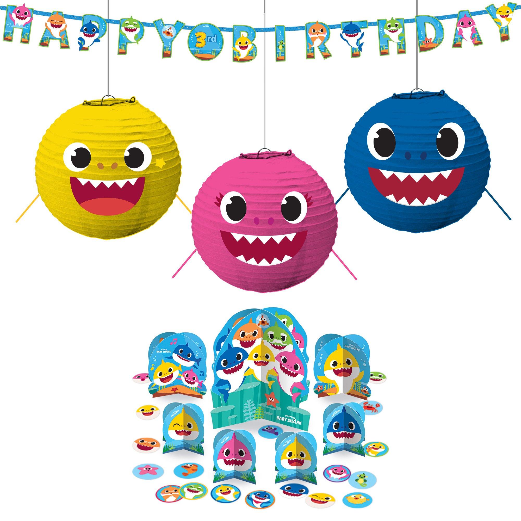 Baby Shark Birthday Party Decorating Supplies Pack - Kit Includes Banner, Lantern & Table Decorations