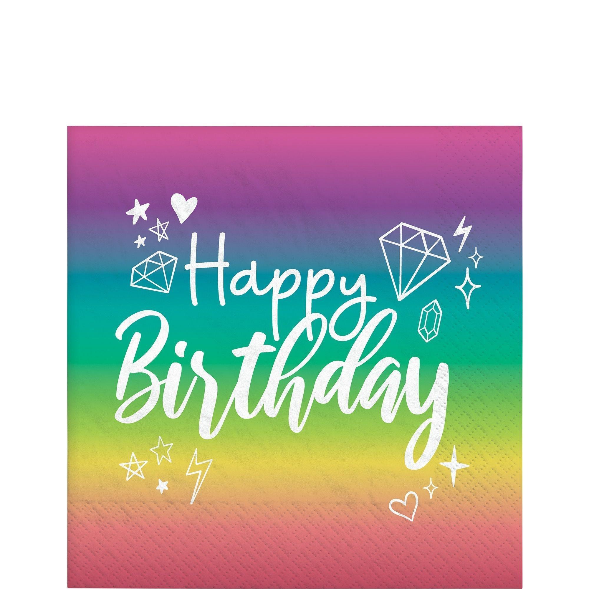 Sparkle Core Birthday Party Supplies Pack for 8 Guests - Kit Includes Plates, Napkins & Table Cover