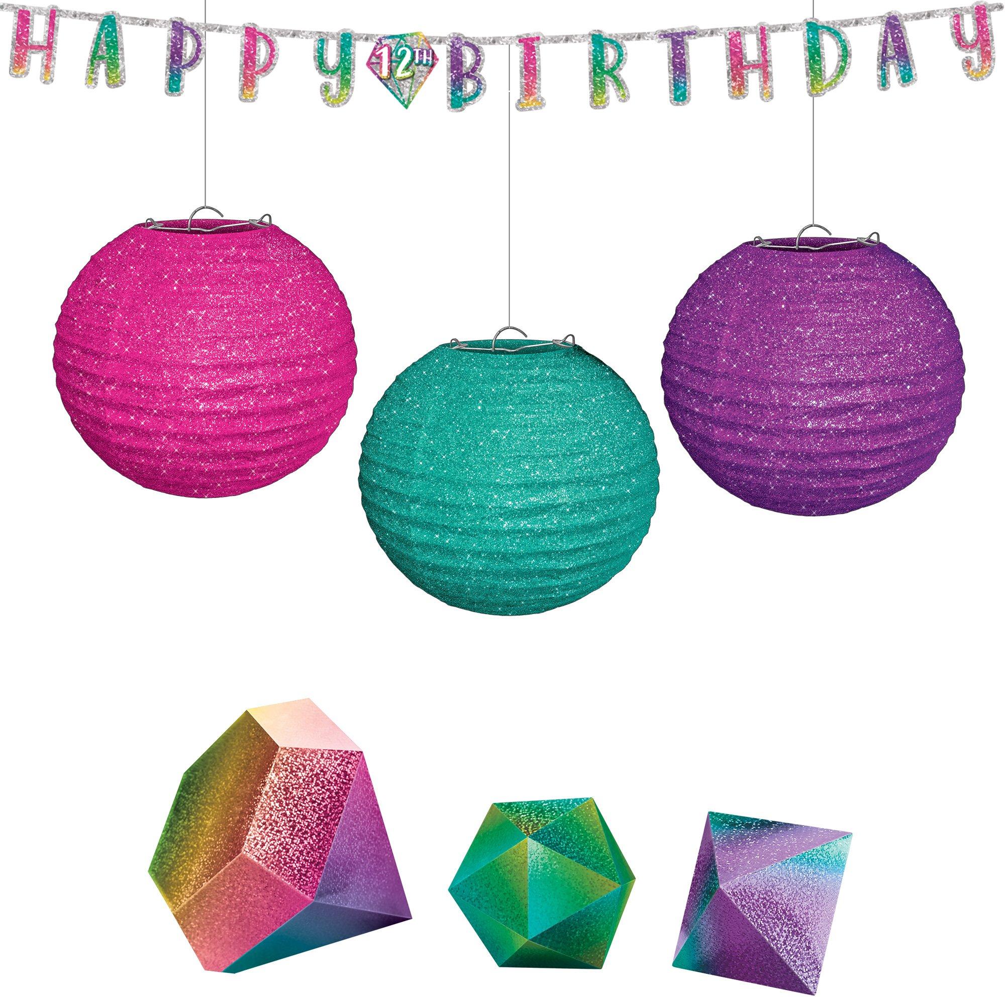 Sparkle Birthday Party Decorating Supplies Pack - Kit Includes Banner, Lantern & Table Decorations