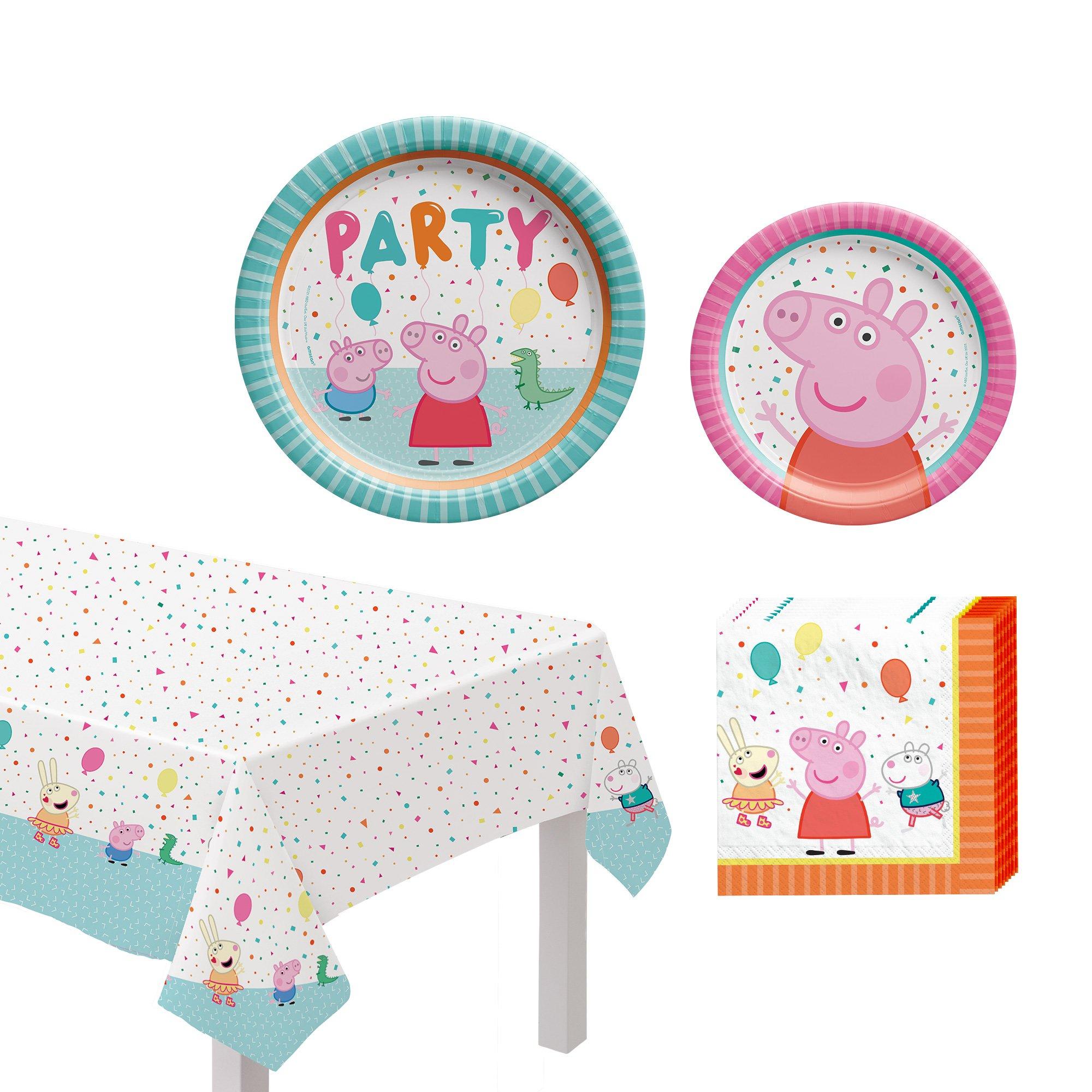 Peppa Pig Confetti Core Birthday Party Supplies Pack for 8 Guests - Kit Includes Plates, Napkins & Table Cover