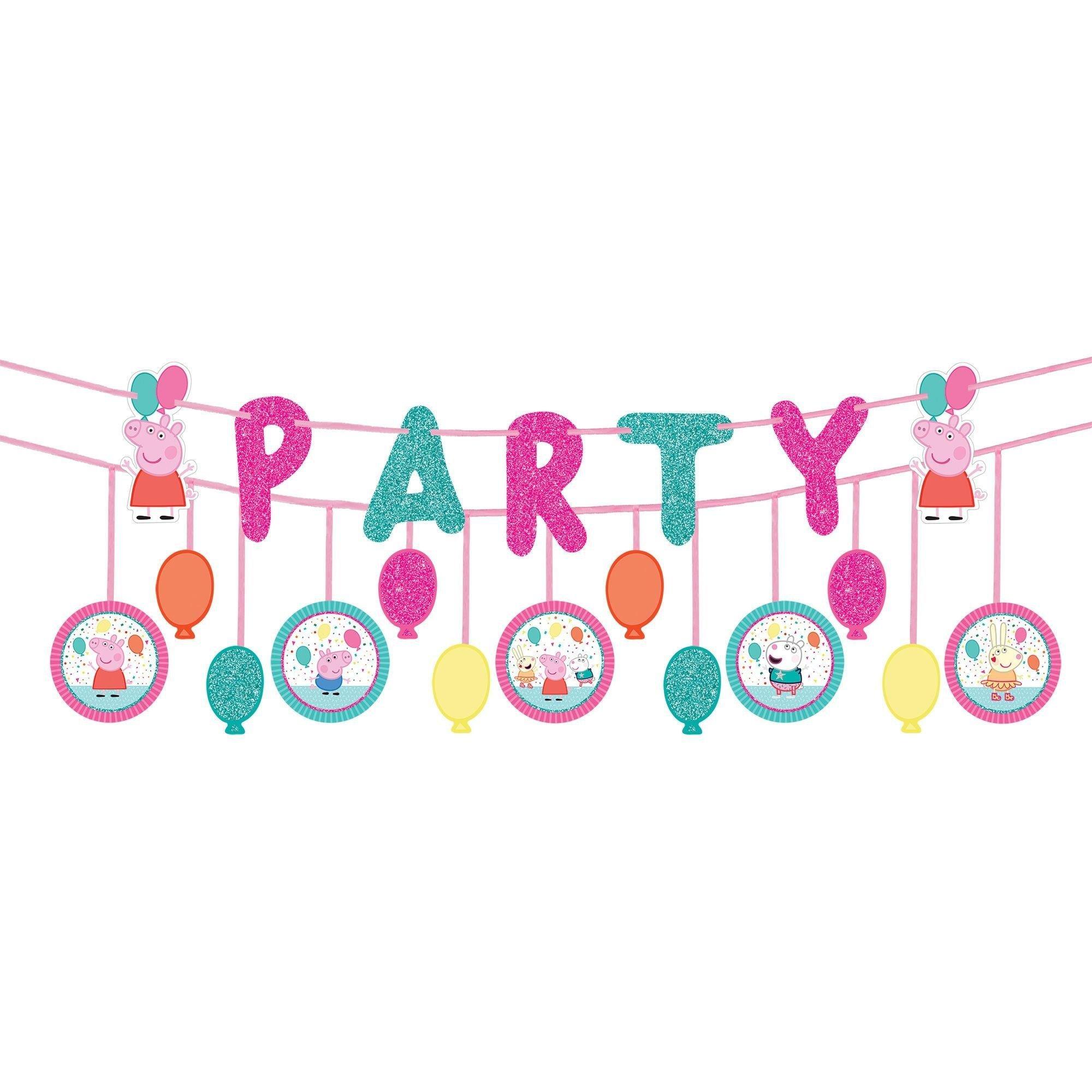 Peppa Pig Confetti Birthday Party Decorating Supplies Pack - Kit Includes Banner, Garland & Table Decorations