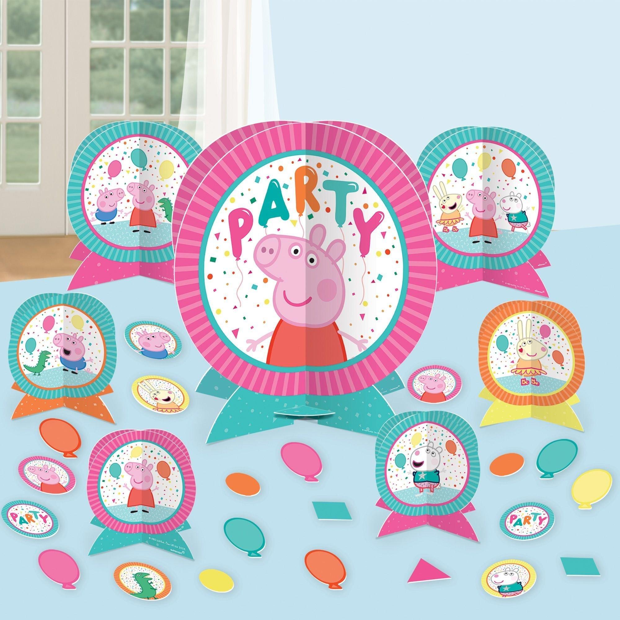 Peppa Pig Confetti Birthday Party Decorating Supplies Pack - Kit Includes Banner, Garland & Table Decorations