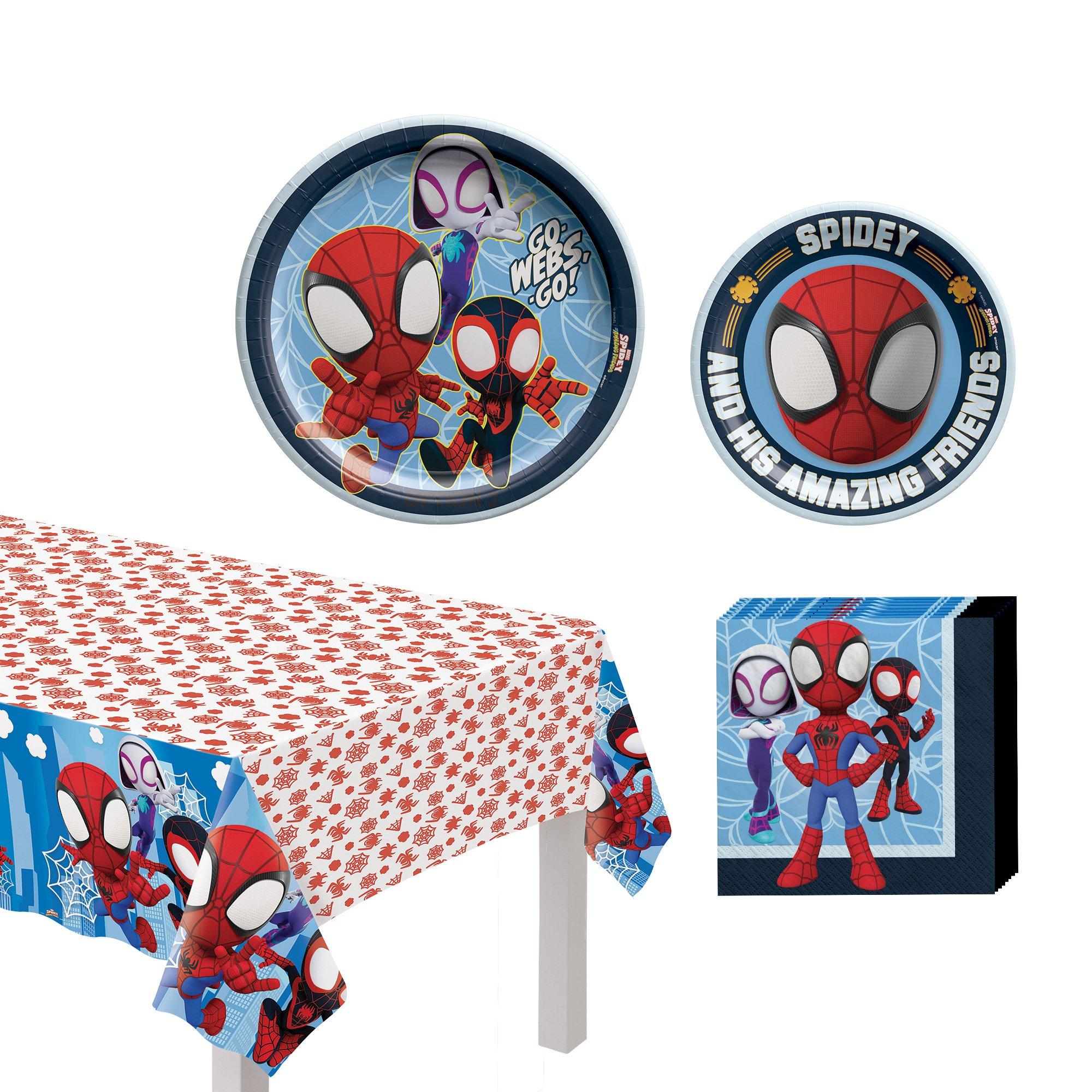 Spidey & His Amazing Friends Core Birthday Party Supplies Pack for 8 Guests - Kit Includes Plates, Napkins & Table Cover