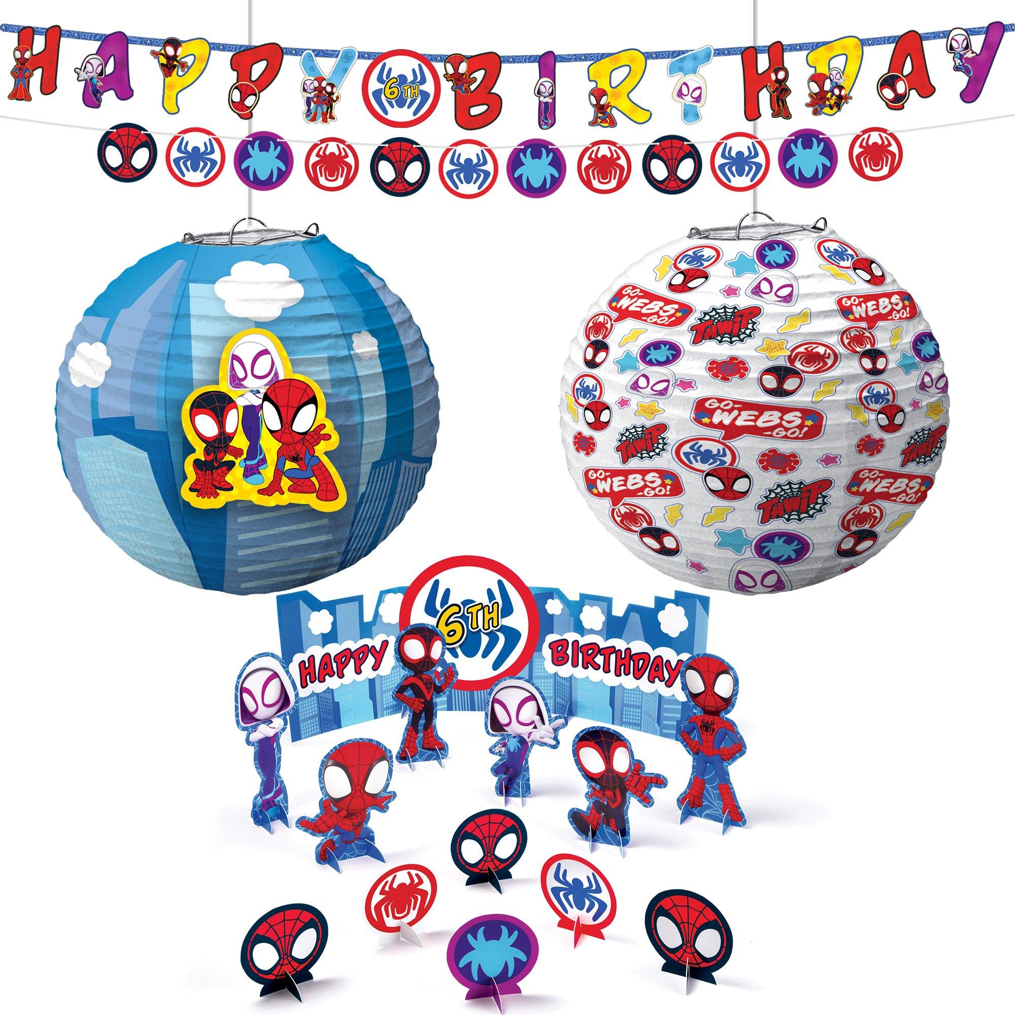 Spidey & His Amazing Friends Birthday Party Decorating Supplies Pack - Kit Includes Banner, Lantern & Table Decorations