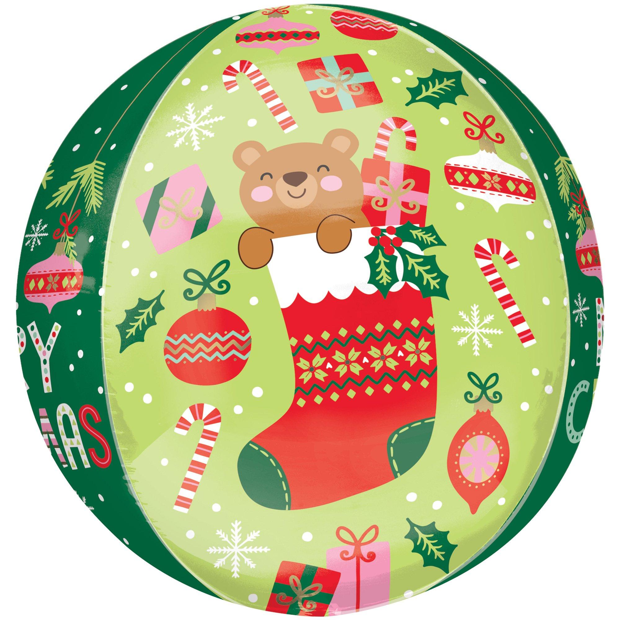 Beary Christmas Balloon, 15in x 16in - Orbz