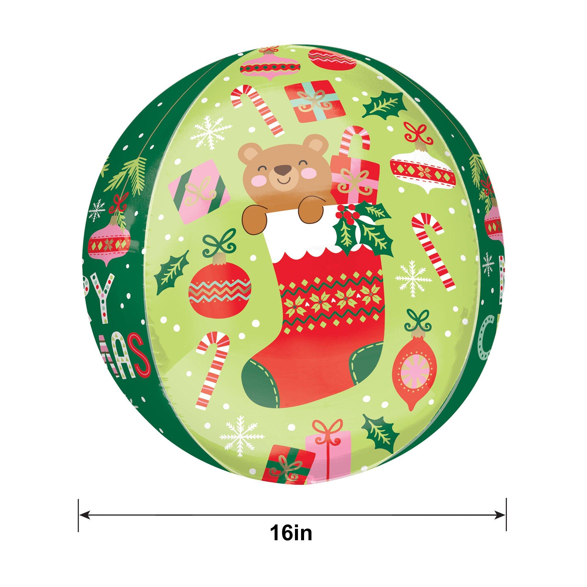 Beary Christmas Balloon, 15in x 16in - Orbz