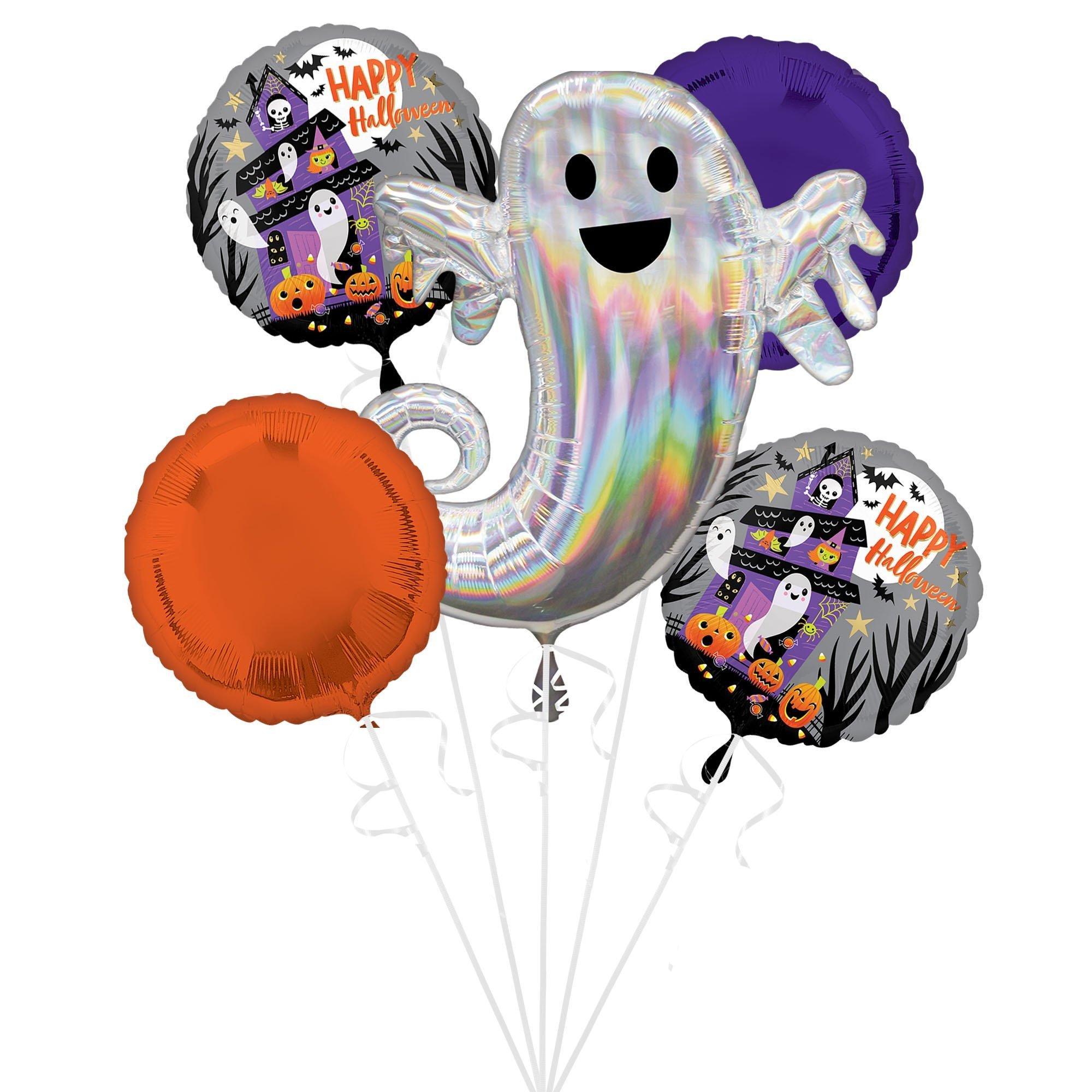 Haunted House Halloween Foil Balloon Bouquet with Balloon Weight, Candy & Bucket, 13pc