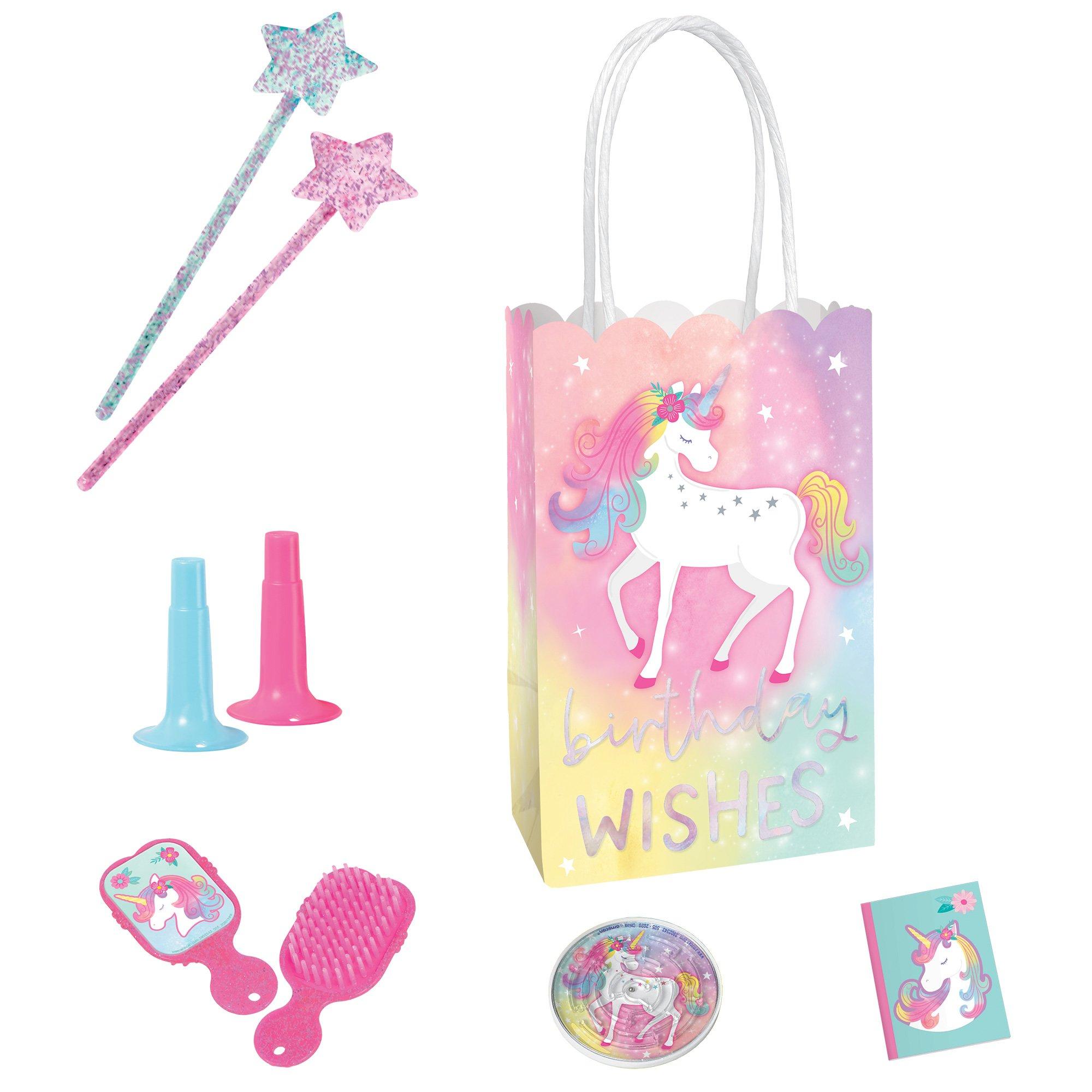 Enchanted Unicorn Basic Party Favor Supplies Pack for 8 Guests - Kit Includes Favor Bags & Favor Pack