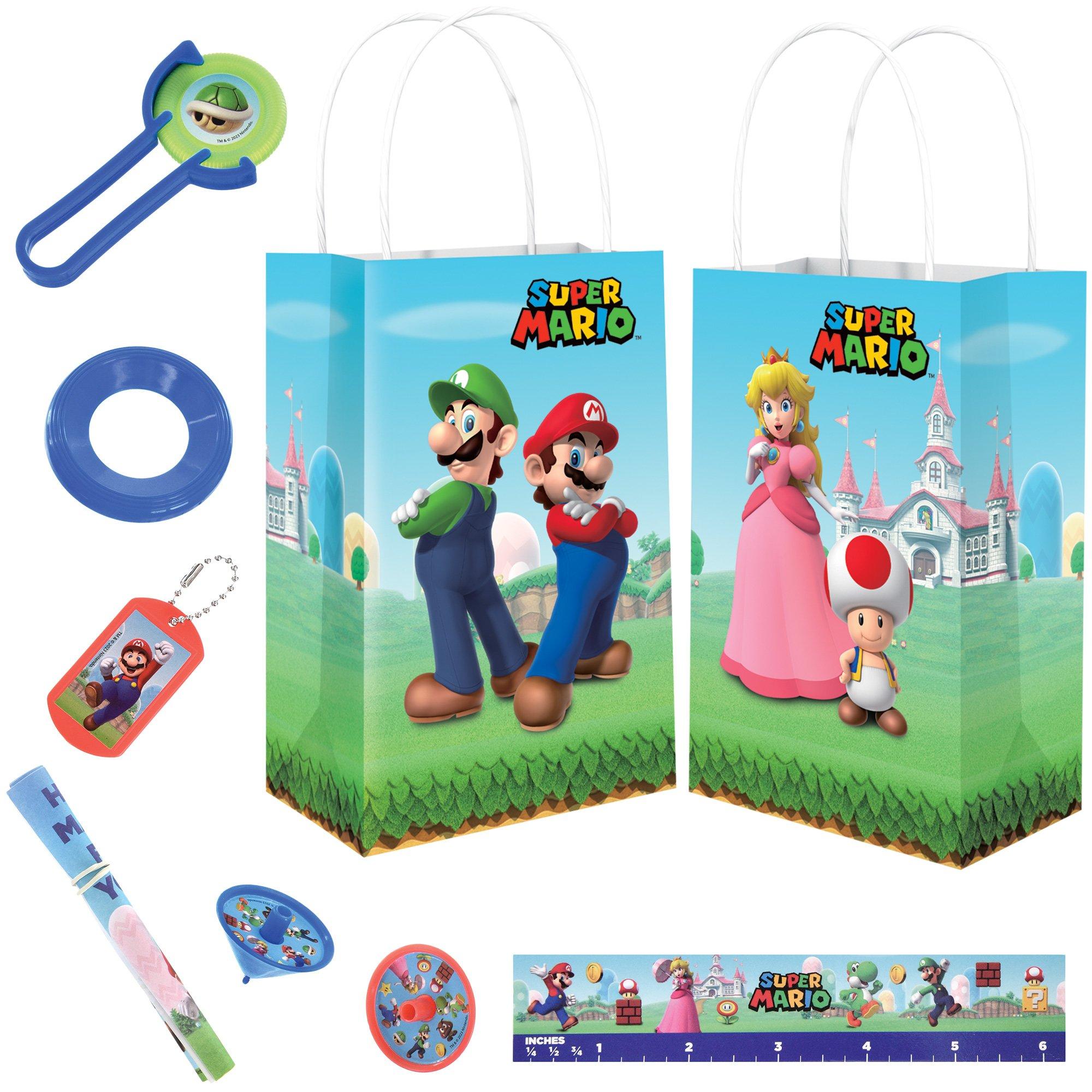 Super Mario Bros. Favor Supplies Pack for 8 Guests - Kit Includes Favor Bags & Favor Pack