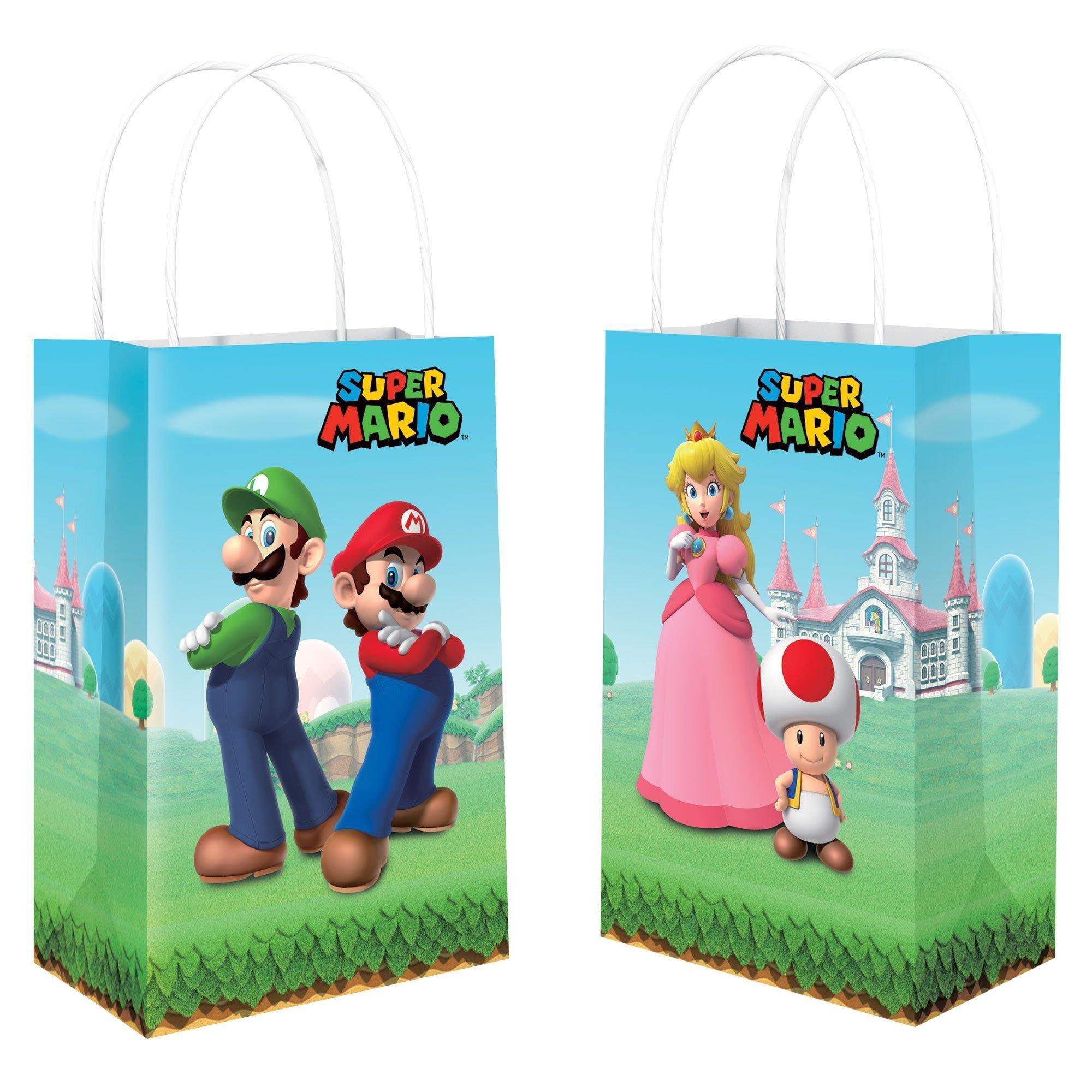 Super Mario Bros. Favor Supplies Pack for 8 Guests - Kit Includes Favor Bags & Favor Pack