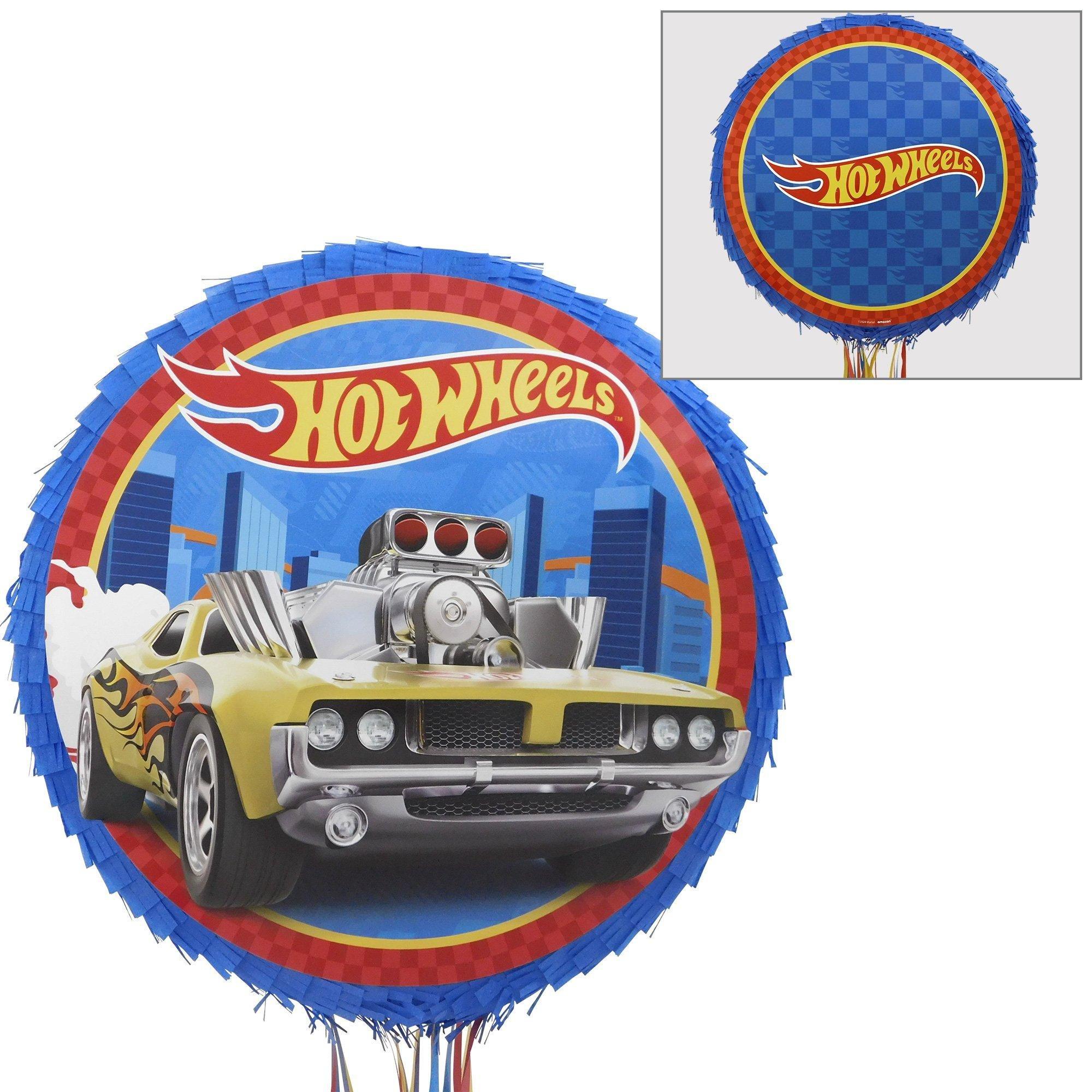 Pull String Hot Wheels Pinata Kit - Includes Pinata, Candy Combo Mix (3.25lb), Stick & Blindfold