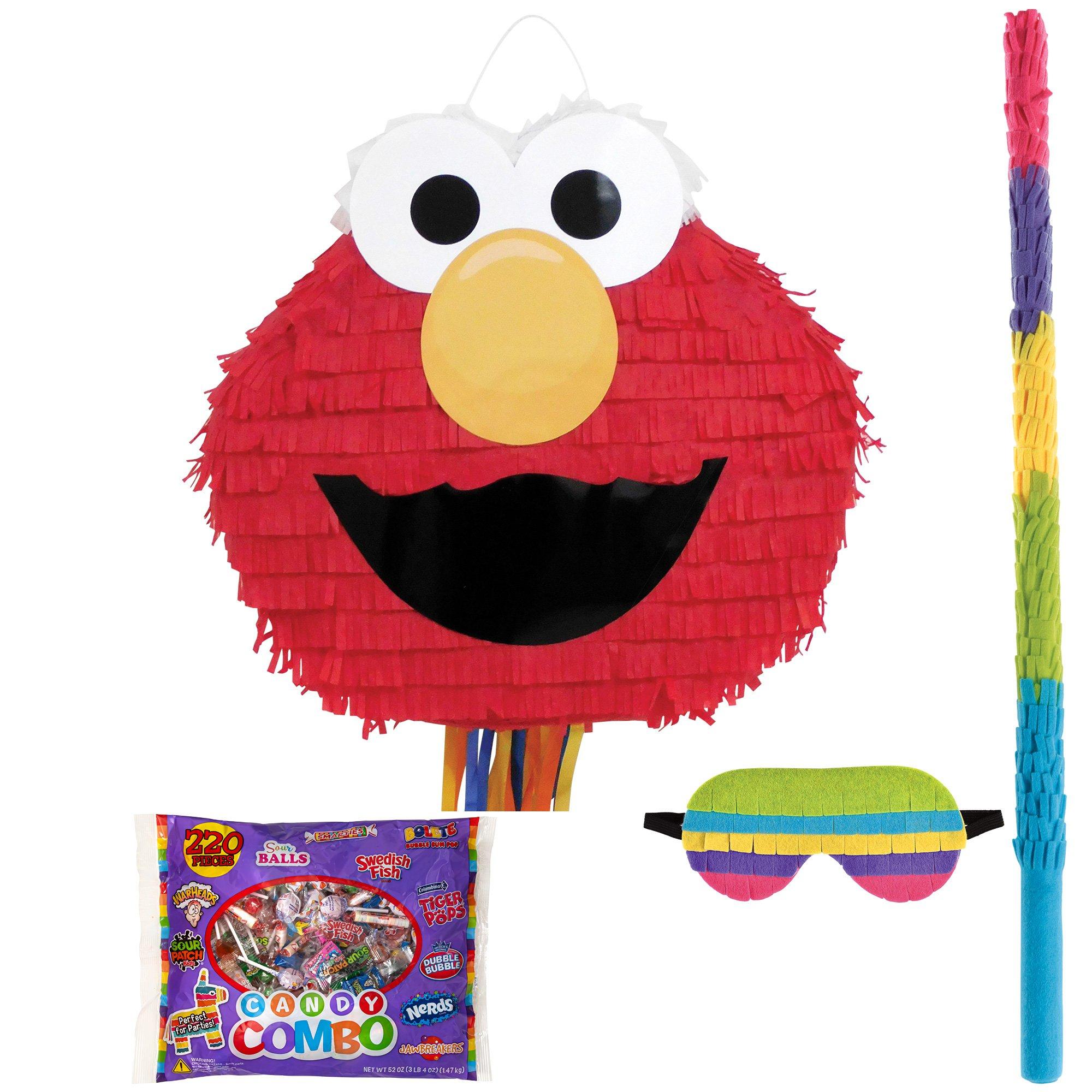 Pull String Elmo Pinata Kit - Includes Pinata, Candy Combo Mix (3.25lb), Stick & Blindfold