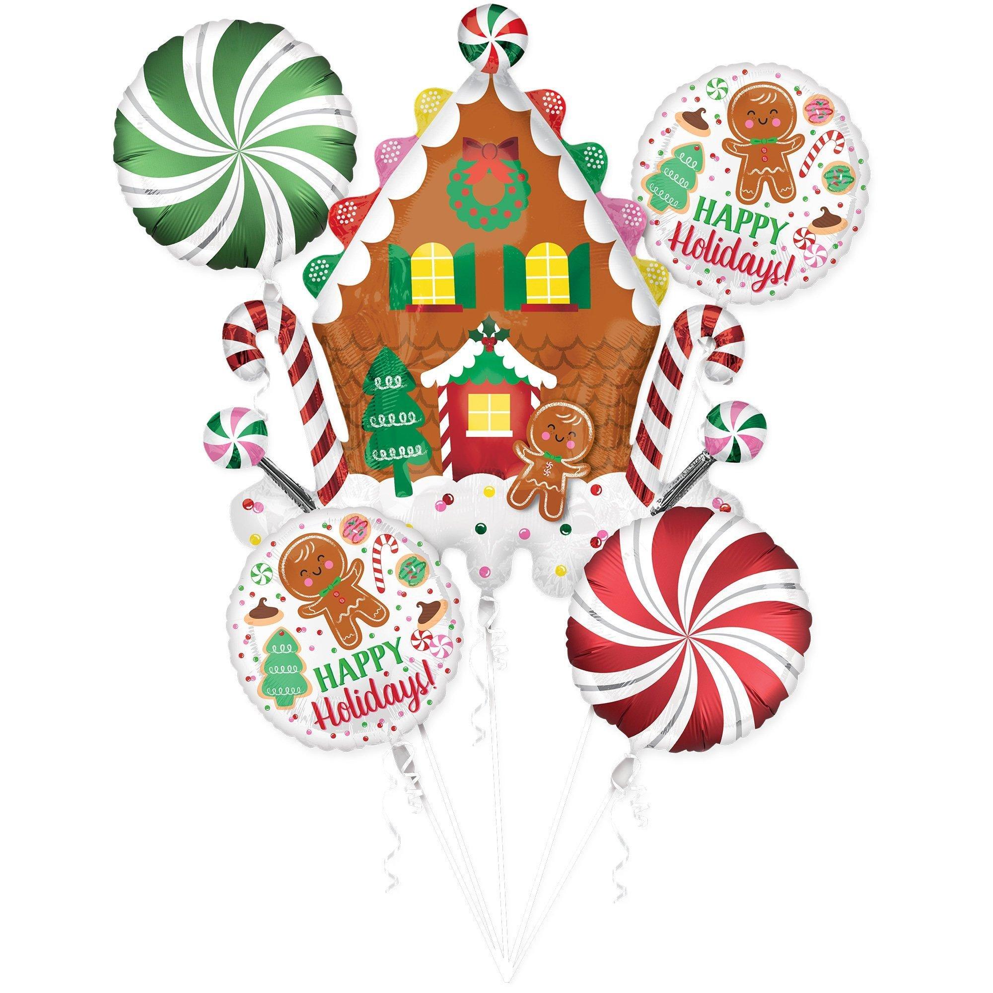 Gingerbread House & Holiday Cookies Balloon Bouquet with Balloon Weight & Ferrero Rocher, 11pc