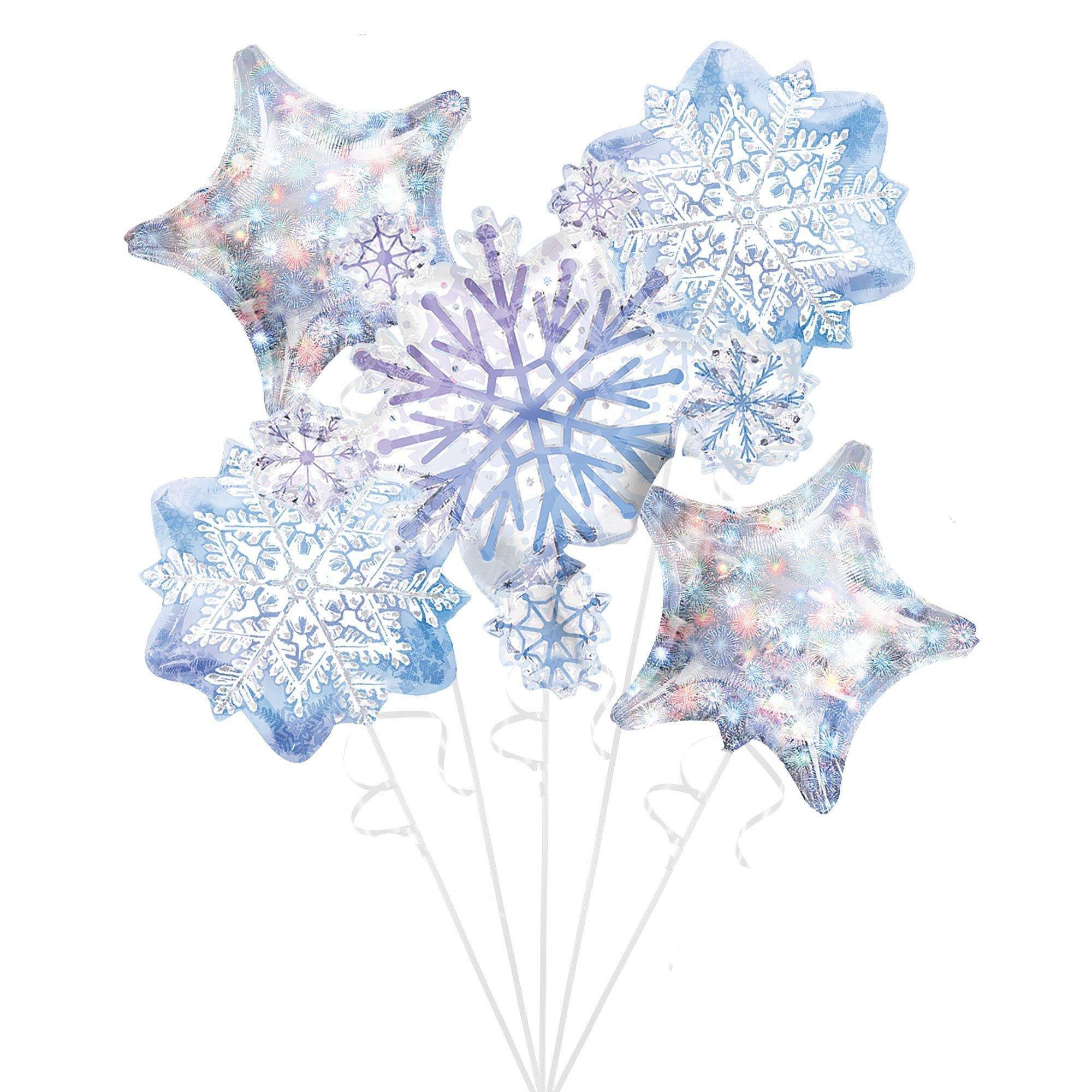 Prismatic Snowflake Balloon Bouquet with Balloon Weight & Lindt Lindor Milk Chocolate Truffles, 11pc