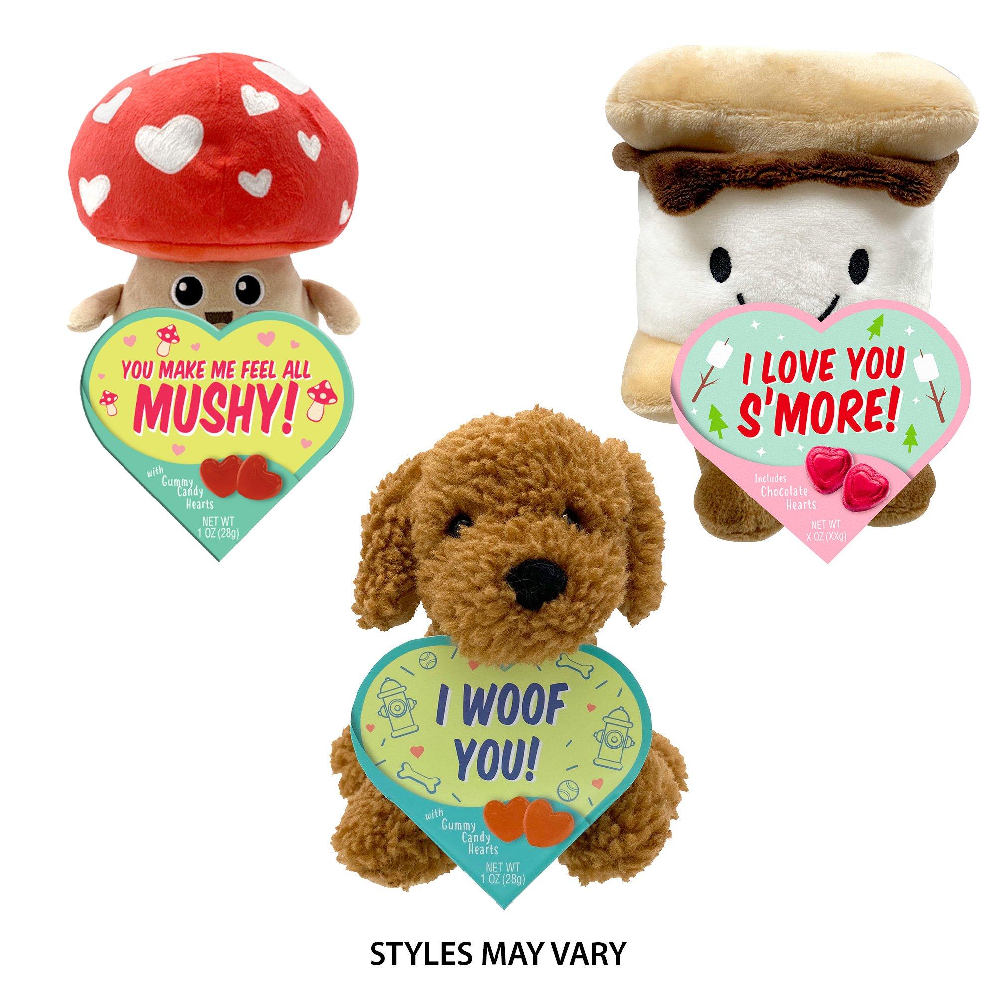 Valentine's Day Plush with Gummies,1oz - 3 Assorted Characters