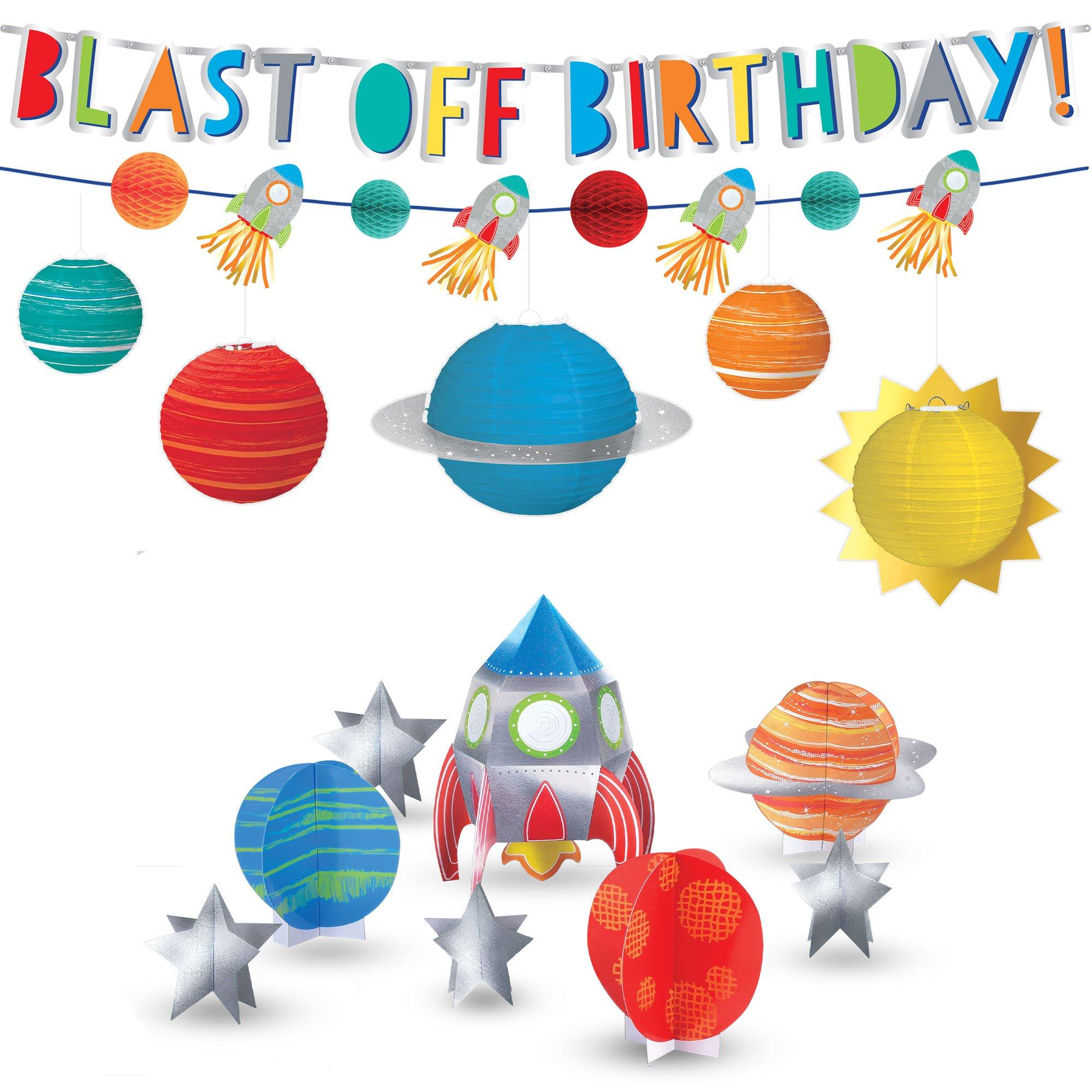 Birthday Blast Birthday Party Decorating Supplies Pack - Kit Includes Banners, Lantern Decorations & Centerpieces