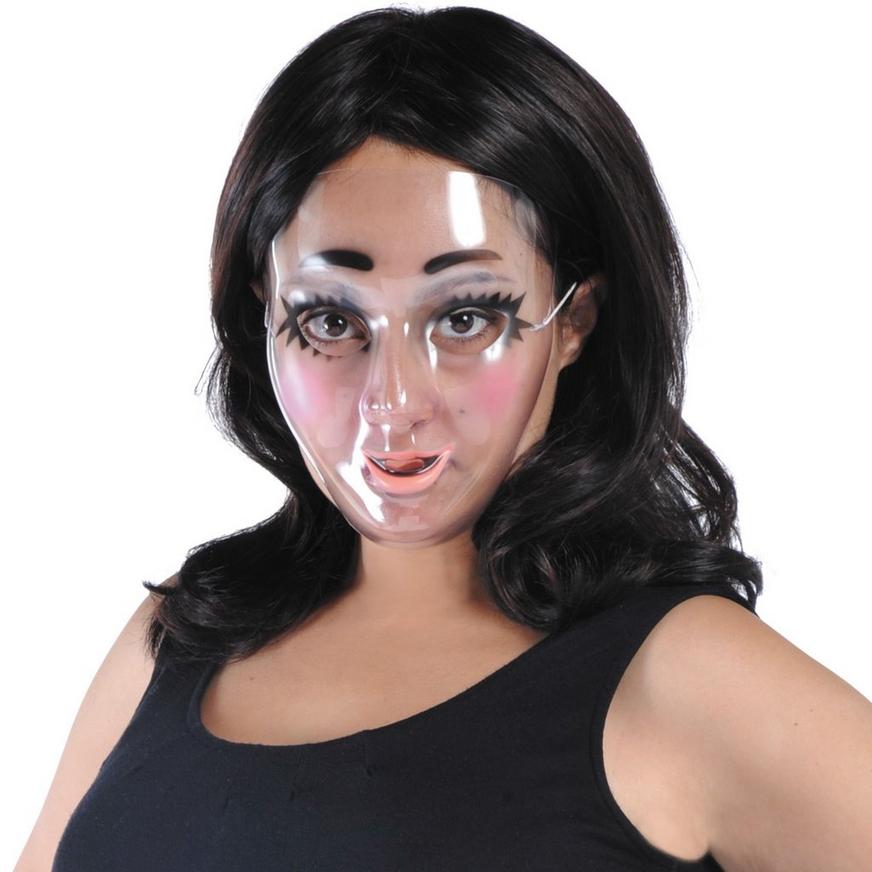 Transparent Disguise Mask, 1ct - Doll Eyes, Grin, Makeup or Mustache